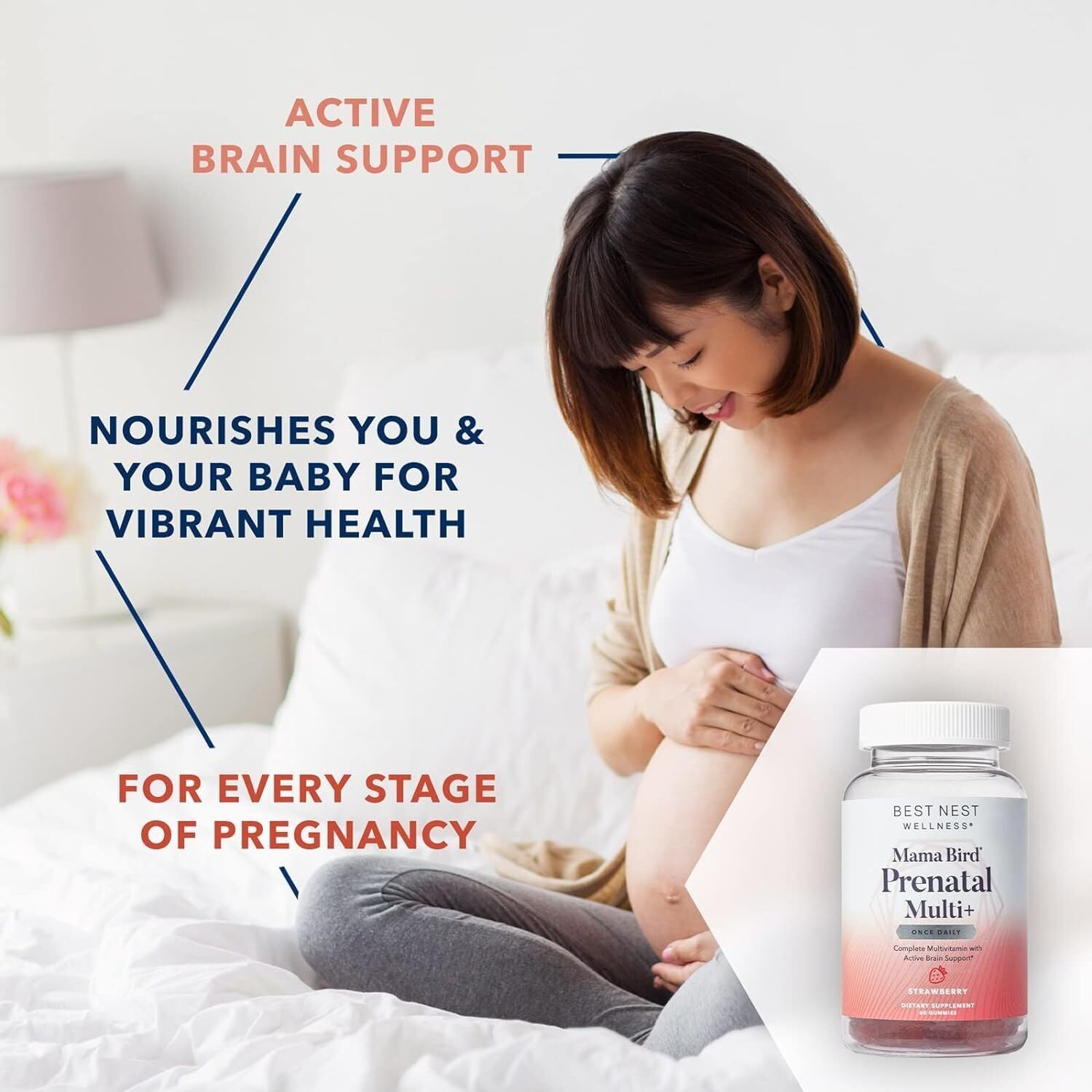 PRENATAL SUPPLEMENT with Methylfolate Strawberry 60ct BEST NEST WELLNESS