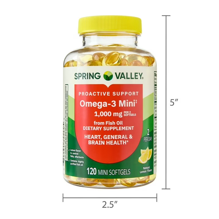 Omega-3 Mini from Fish Oil Dietary Supplement Mini Softgels, 1000 mg, 120 Count