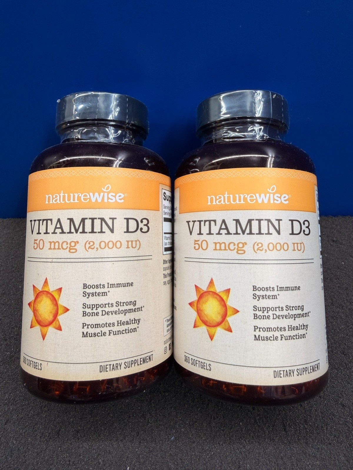 2 Pack Naturewise Vitamin D3 2000 IU 50mcg Softgels- 360 Count *Expires 03/2028*