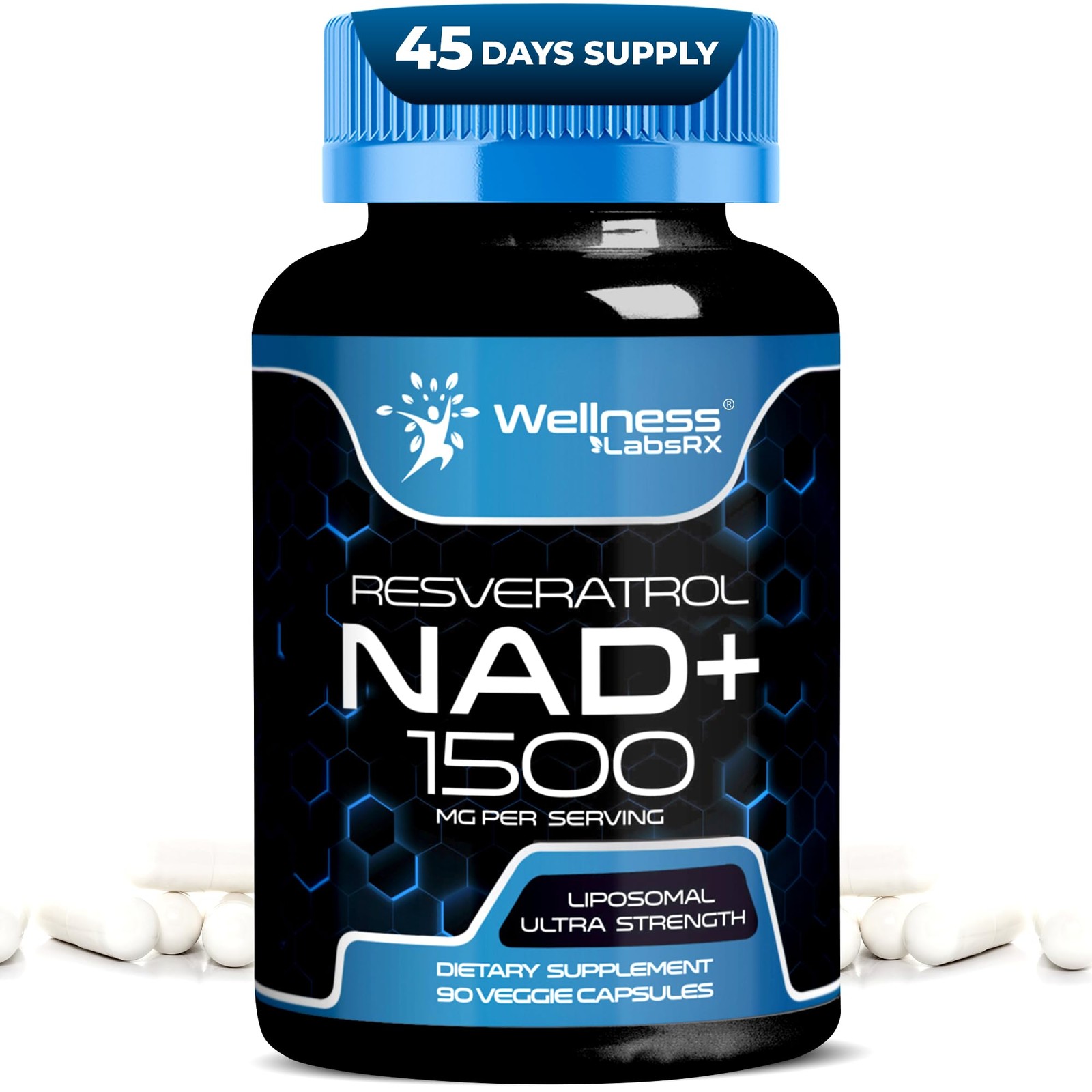 Liposomal NAD Supplement, 1500mg – USA Made, NAD Resveratrol Supplement for W…
