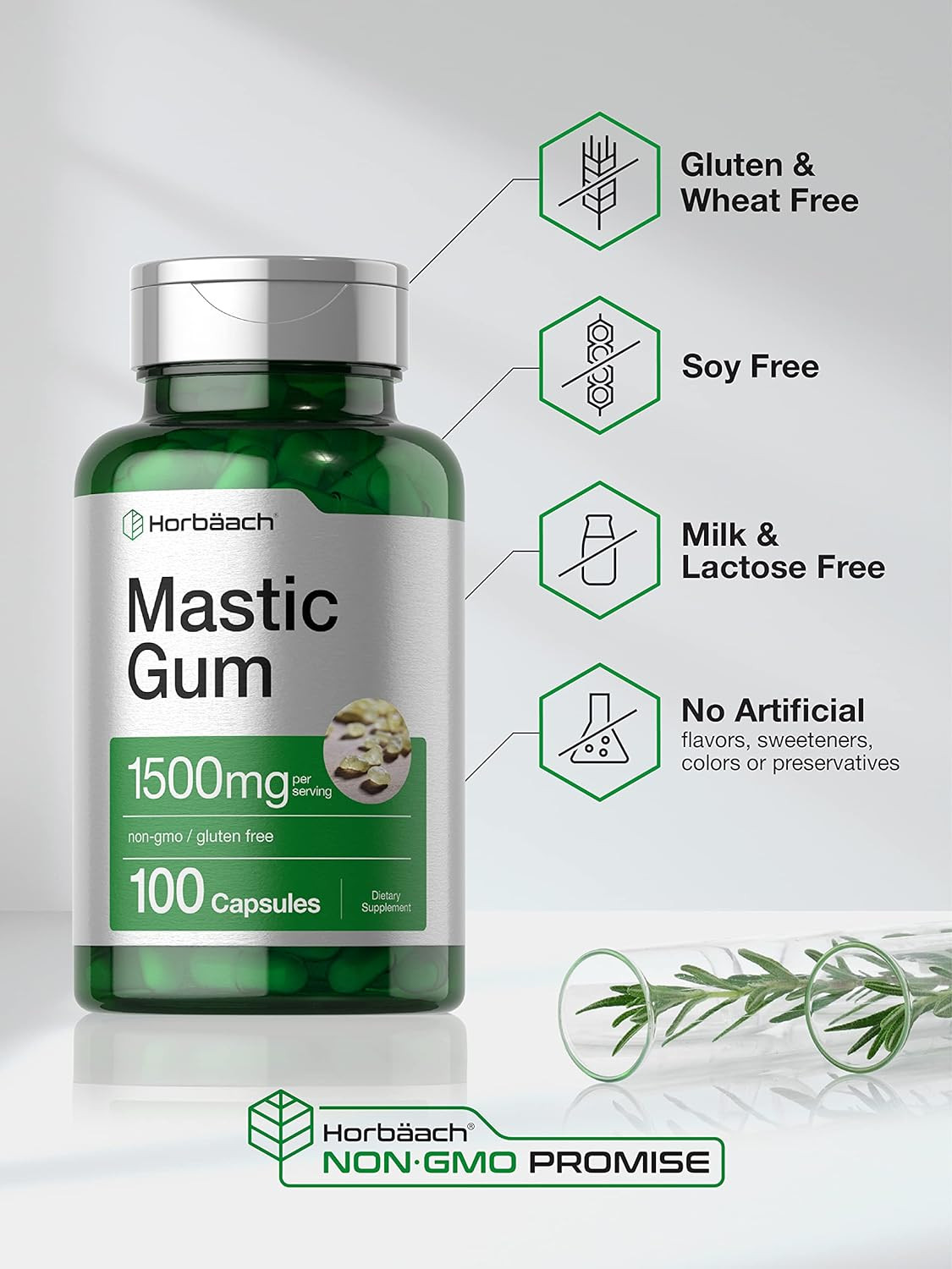Mastic Gum Capsules 1500Mg 100 Count | Non-Gmo & Gluten Free