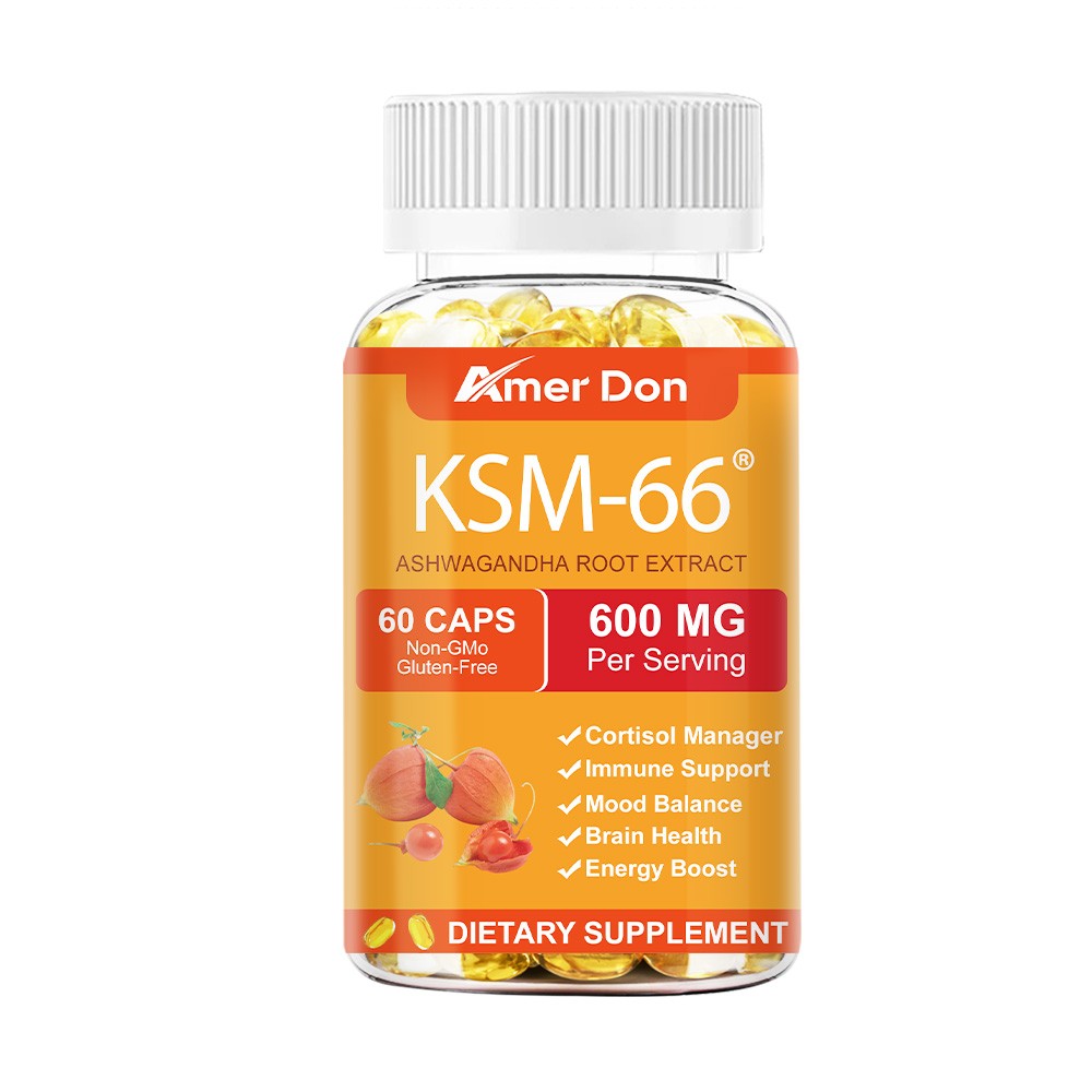 Amer Don KSM-66 Ashwagandha Root Extract 600mg, 60 Vegetarian Caps