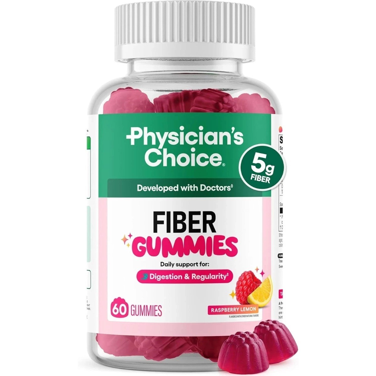 Choice Physician’s Fiber Gummies,Digestive Health & Regularity, Vegan Sugar-Free