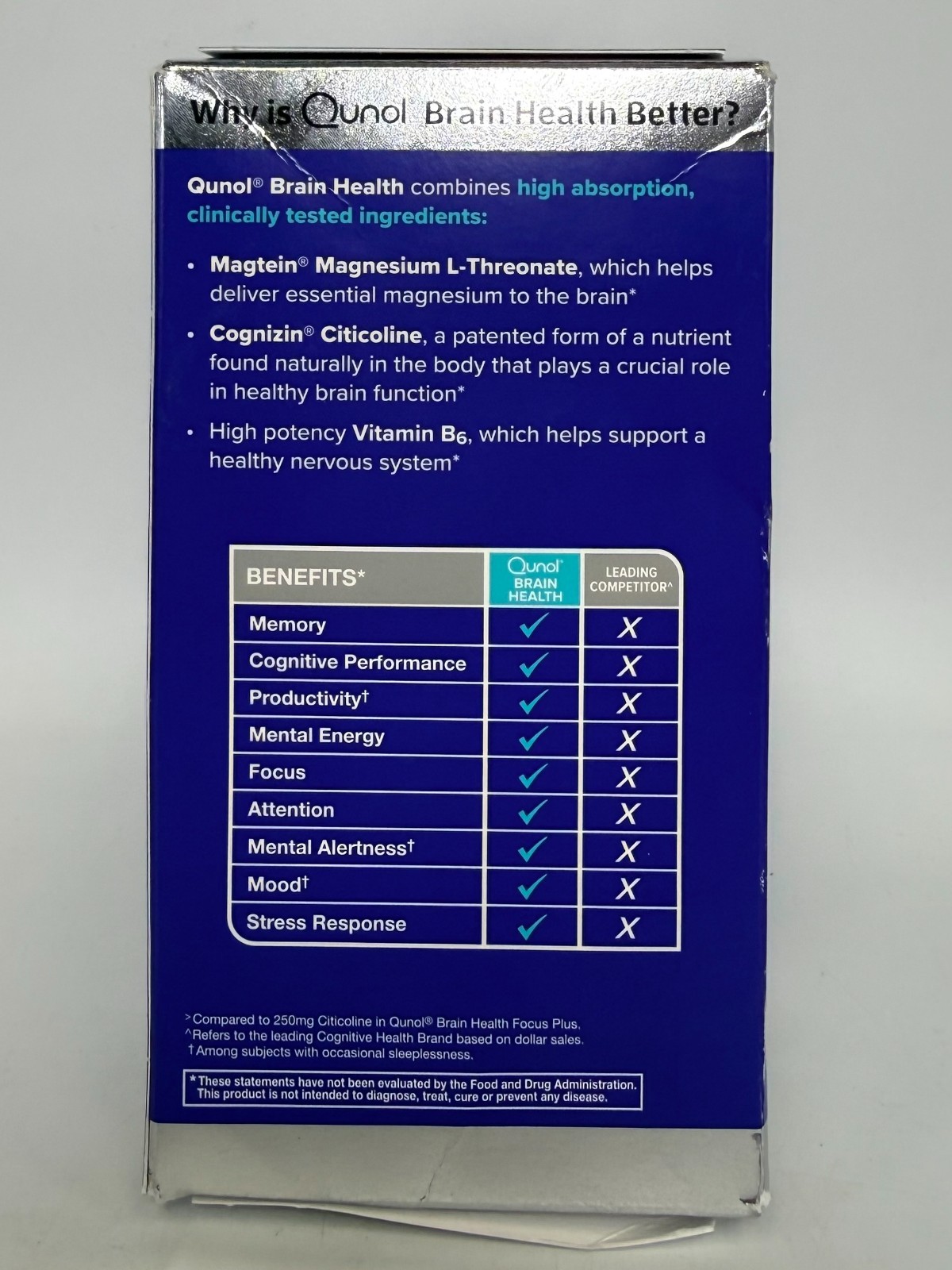 Qunol Brain Health Memory Plus Focus with B6 – 90 Tablets *EXP 03/2028*