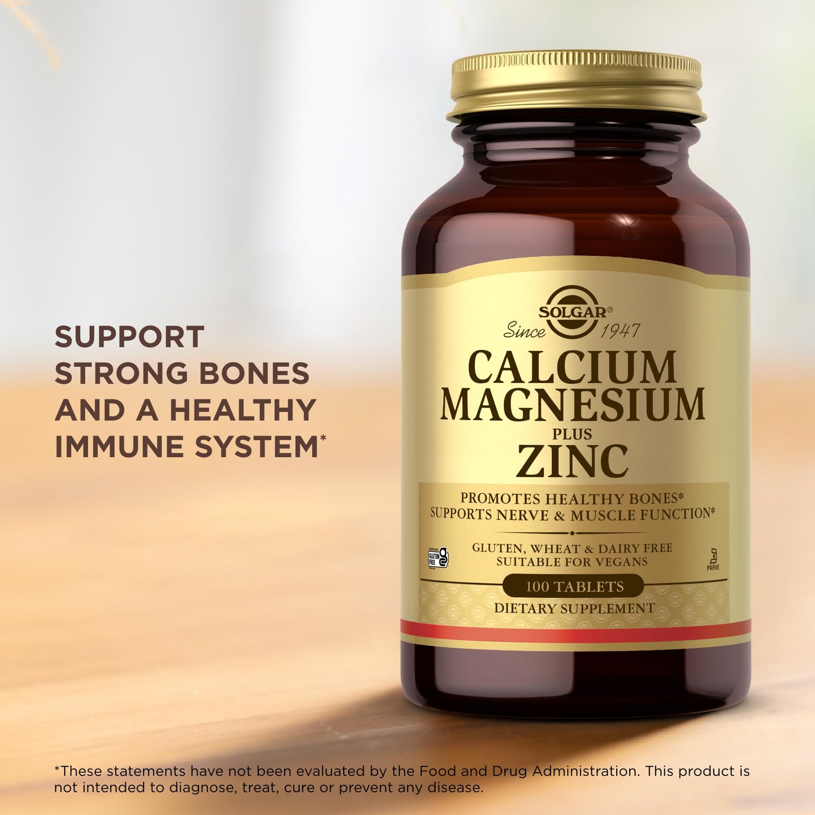 Solgar Calcium Magnesium Plus Zinc 100 Tablets Pack Of 3 – Promotes Healthy