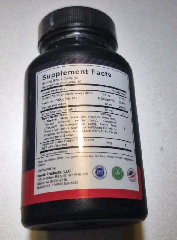 Ereforce Advanced Formula Pills for Mens Health Support 60 Capsules EXP: 07/2028