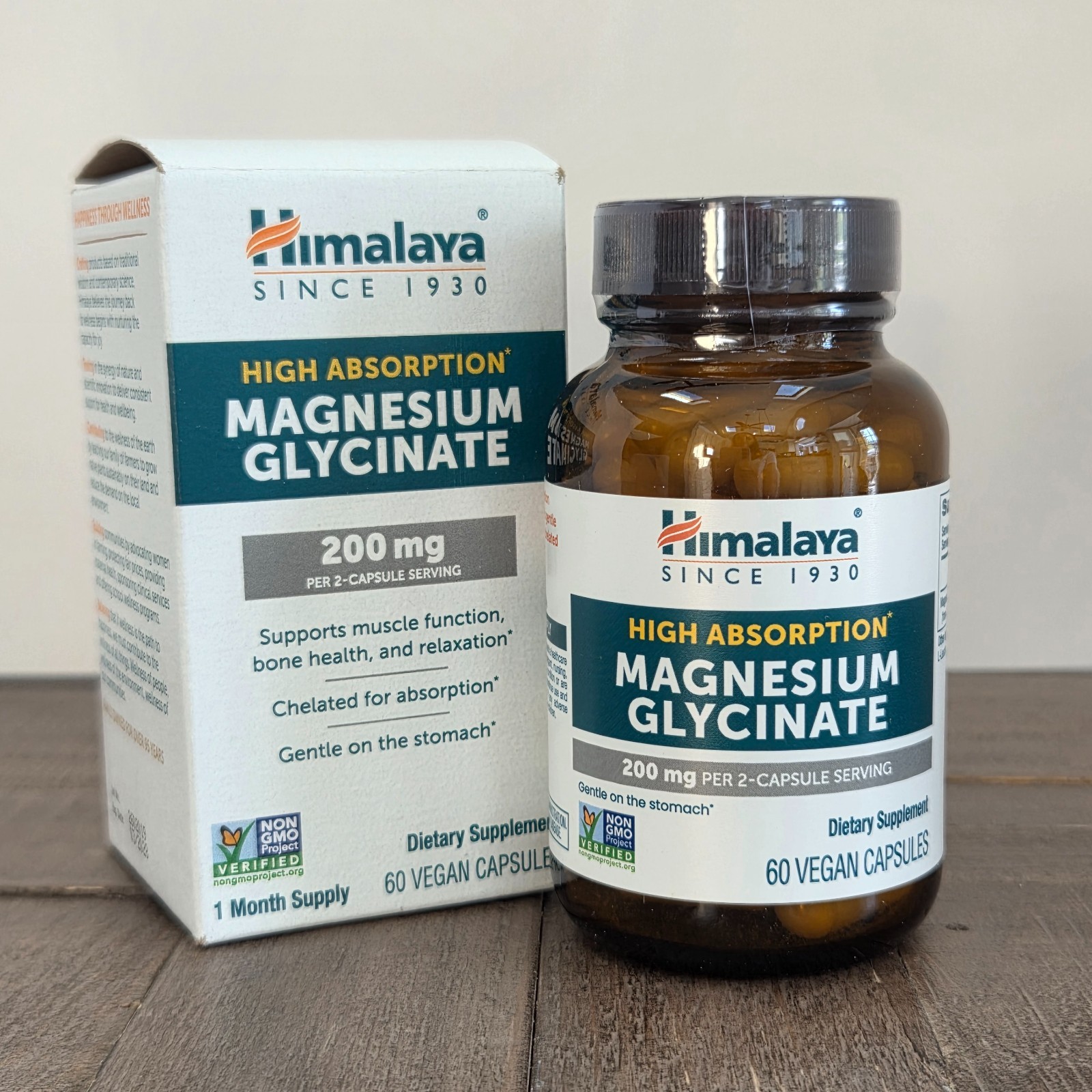 Himalaya Magnesium Glycinate, 60 Vegan Capsules, High Absorption 60 Count