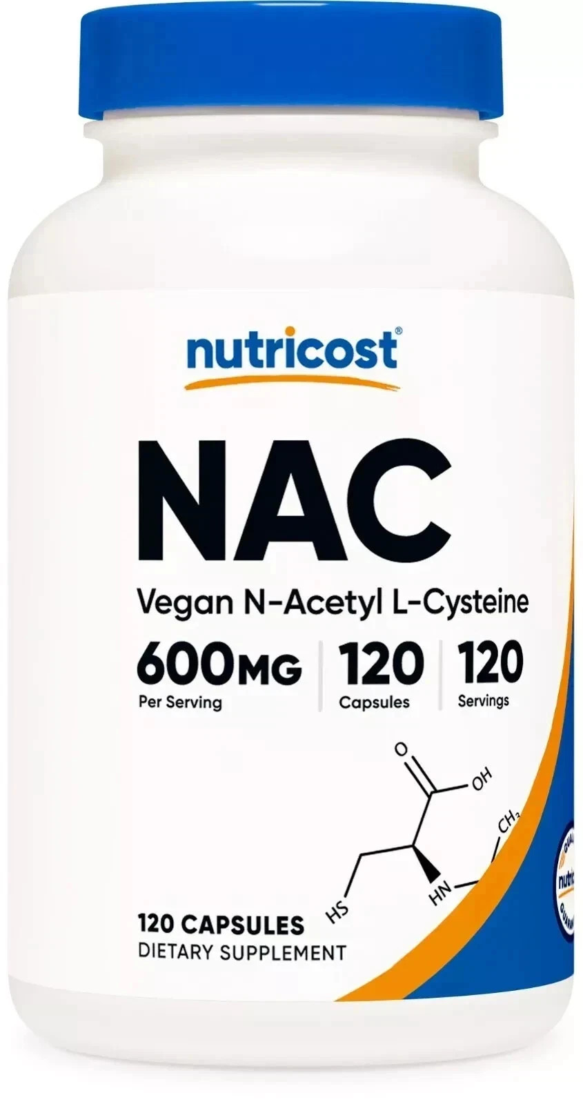 Nutricost N-Acetyl L-Cysteine (NAC) 600mg, 120 Vegan Capsules