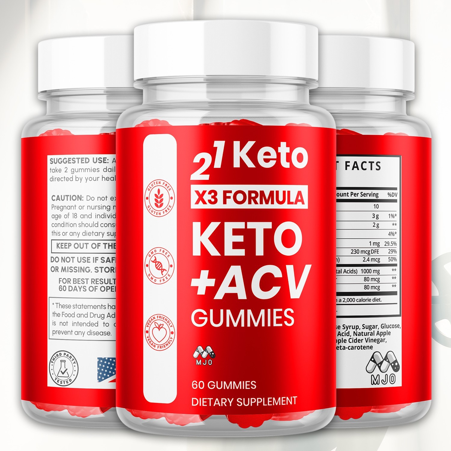 (3 Pack) 21 Keto Nutrition X3 ACV Gummys Vitamin Max Supplement 180 Gummies