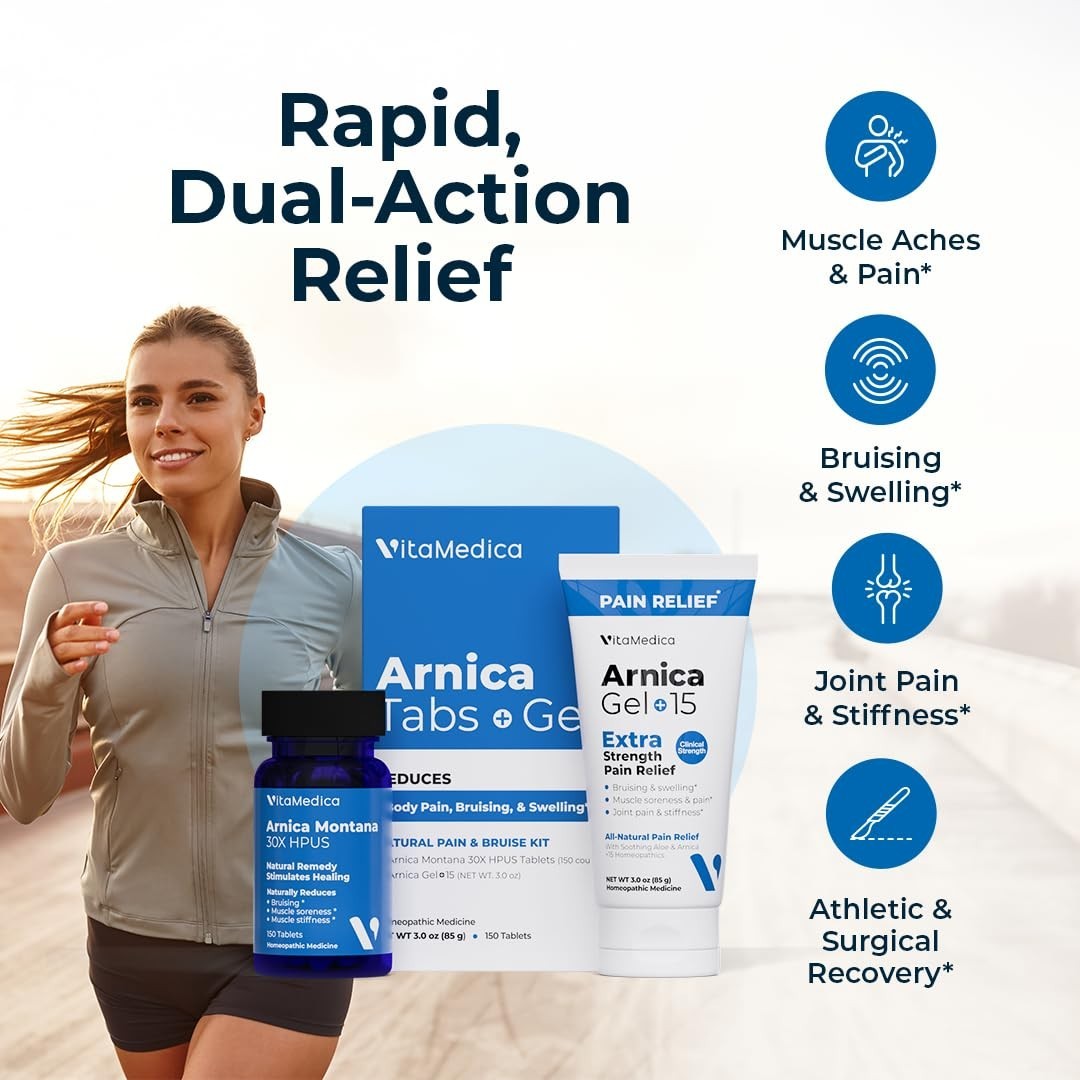 Arnica Montana Tablets & Gel Bundle – Rapid-Dissolve for Bruising, Swelling & So