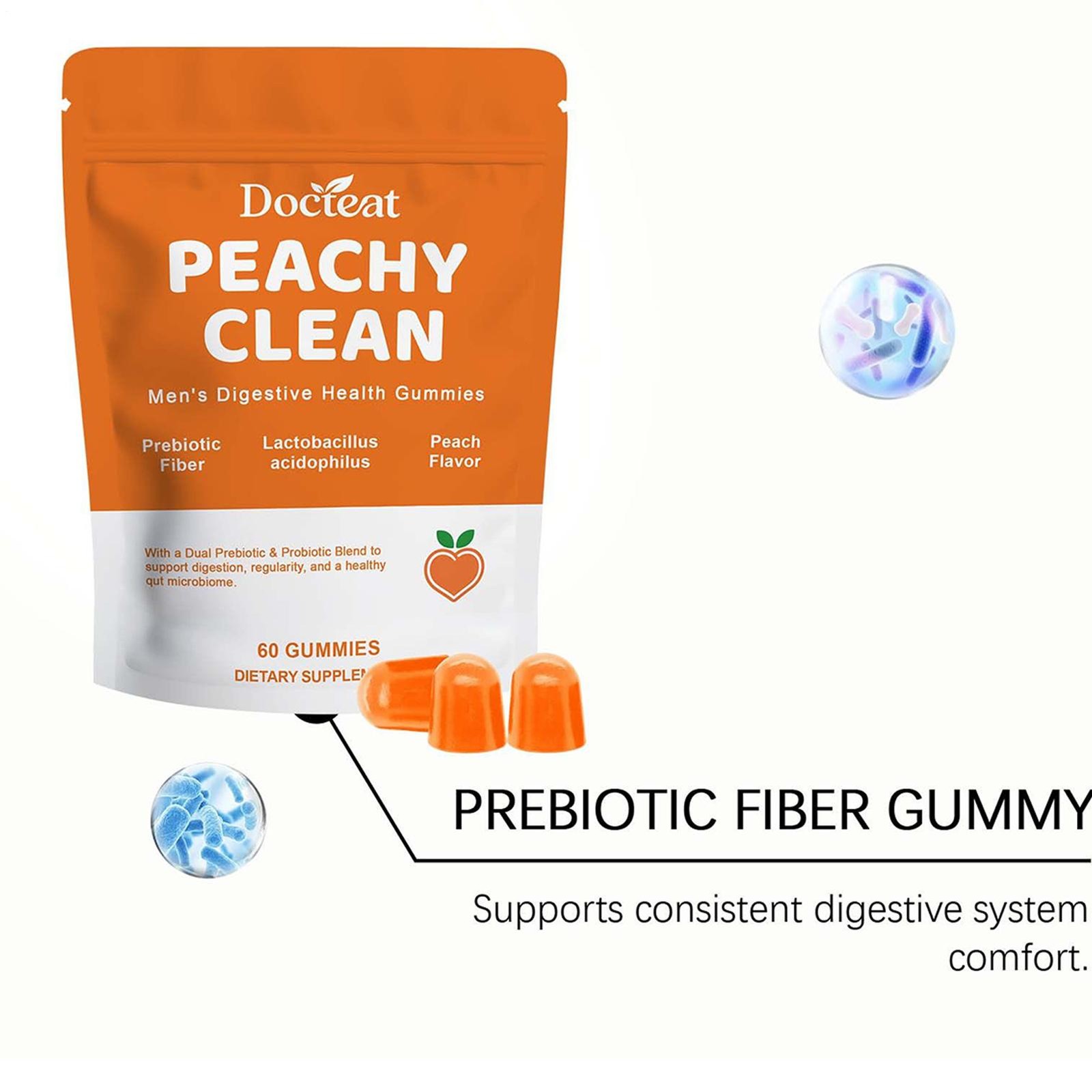 Peachy Clean Prebiotic Fiber Gummy, Clean Fiber Gummies for Men