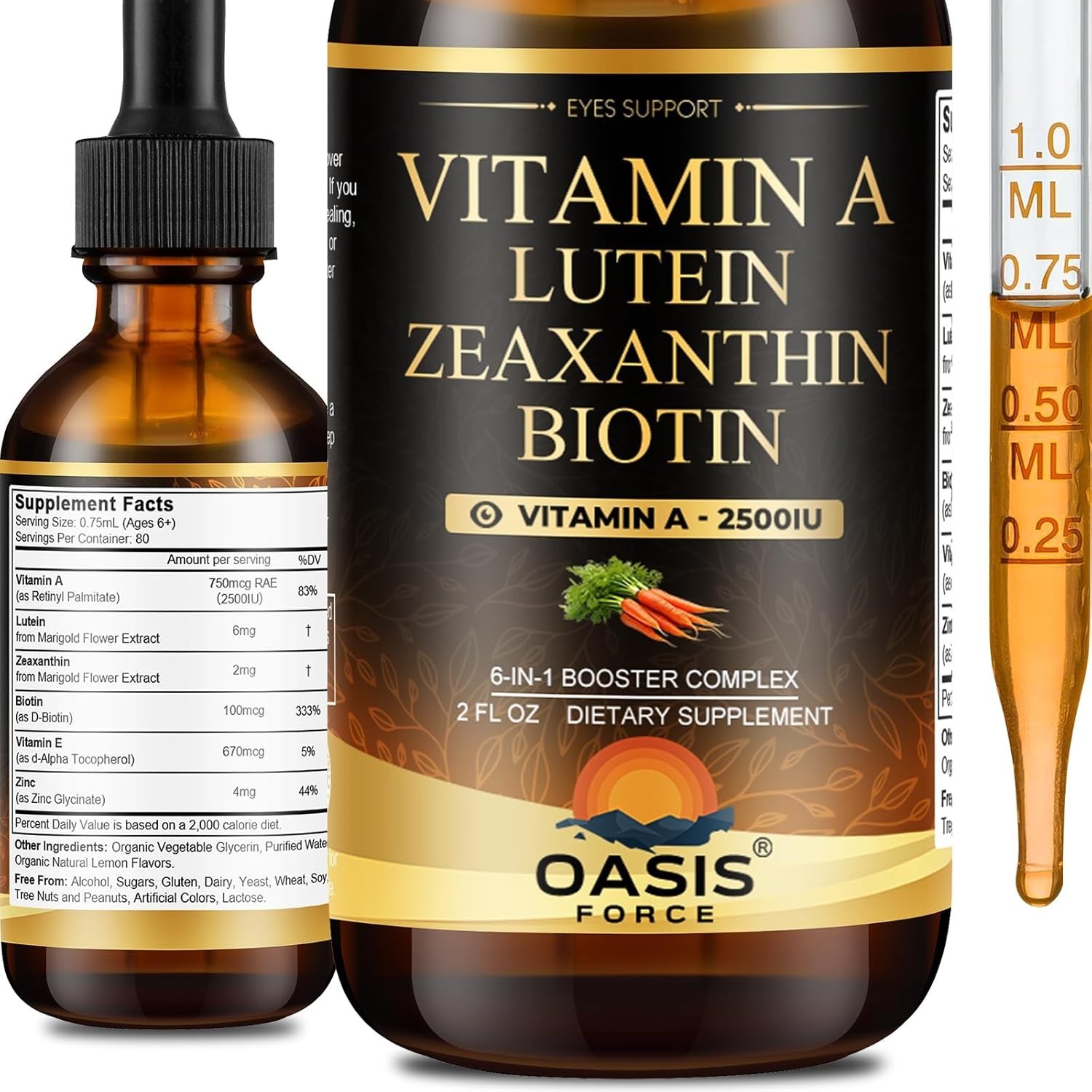 Vitamin A Liquid Supplement Lutein & Zeaxanthin Vision Eye & Immune Support