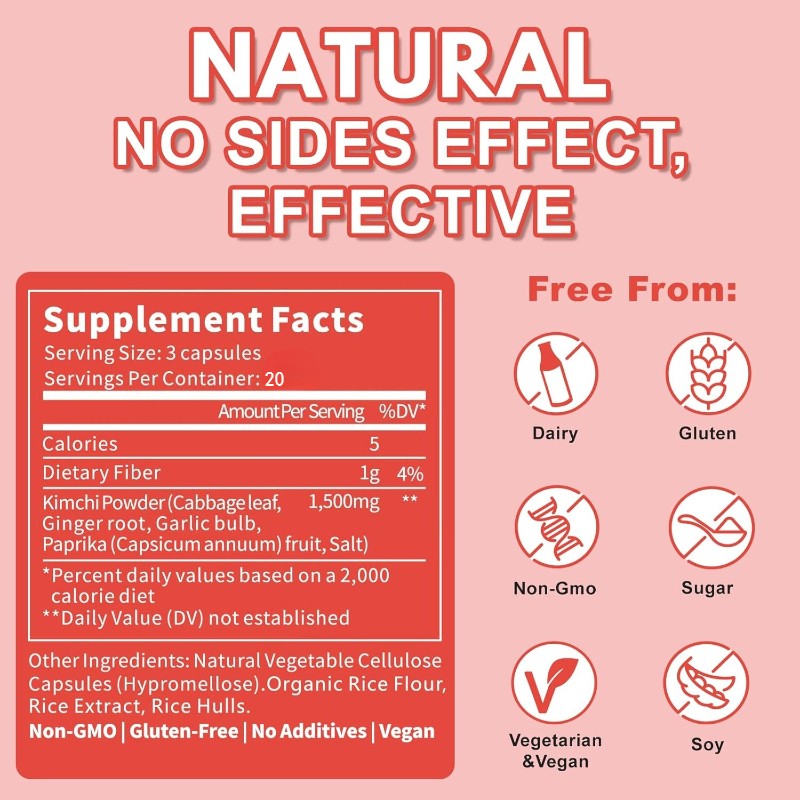 Kimchi Capsules Probiotics & Enzymes Supports Gut & Digestive Health