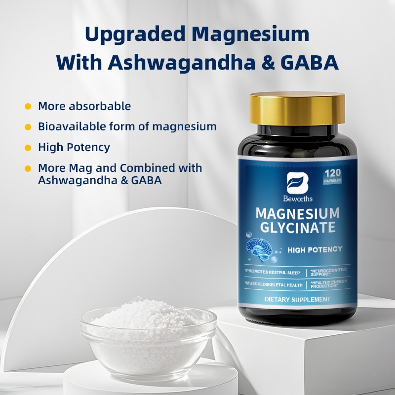 Triple Magnesium Complex Capsules-Magnesium Glycinate, Supplement 120 per bottle