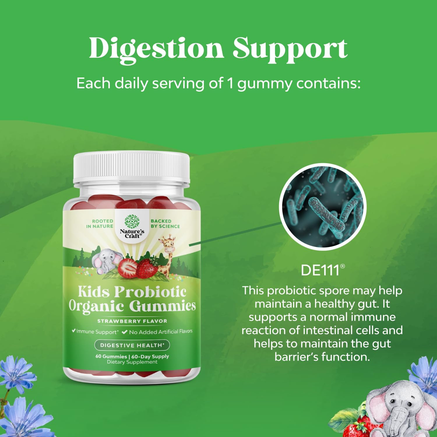 Organic Probiotic Gummies for Kids, Vegan Non-Gmo Vitamin for Immunity Digestive