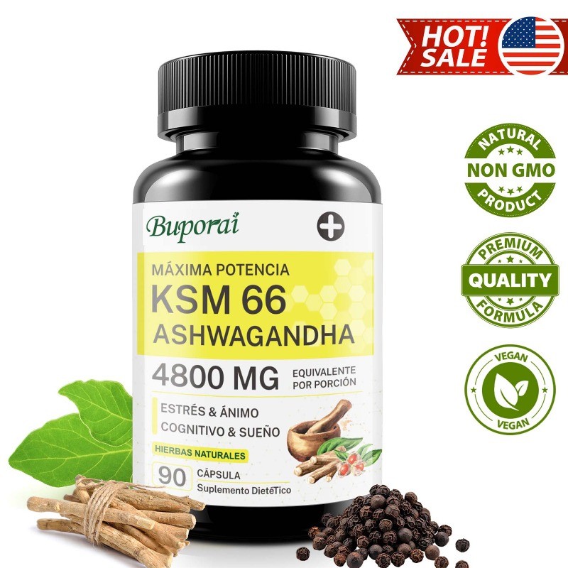 KSM-66 Ashwagandha 90pcs,Promote Brain Development, Improves Vitality and Energy