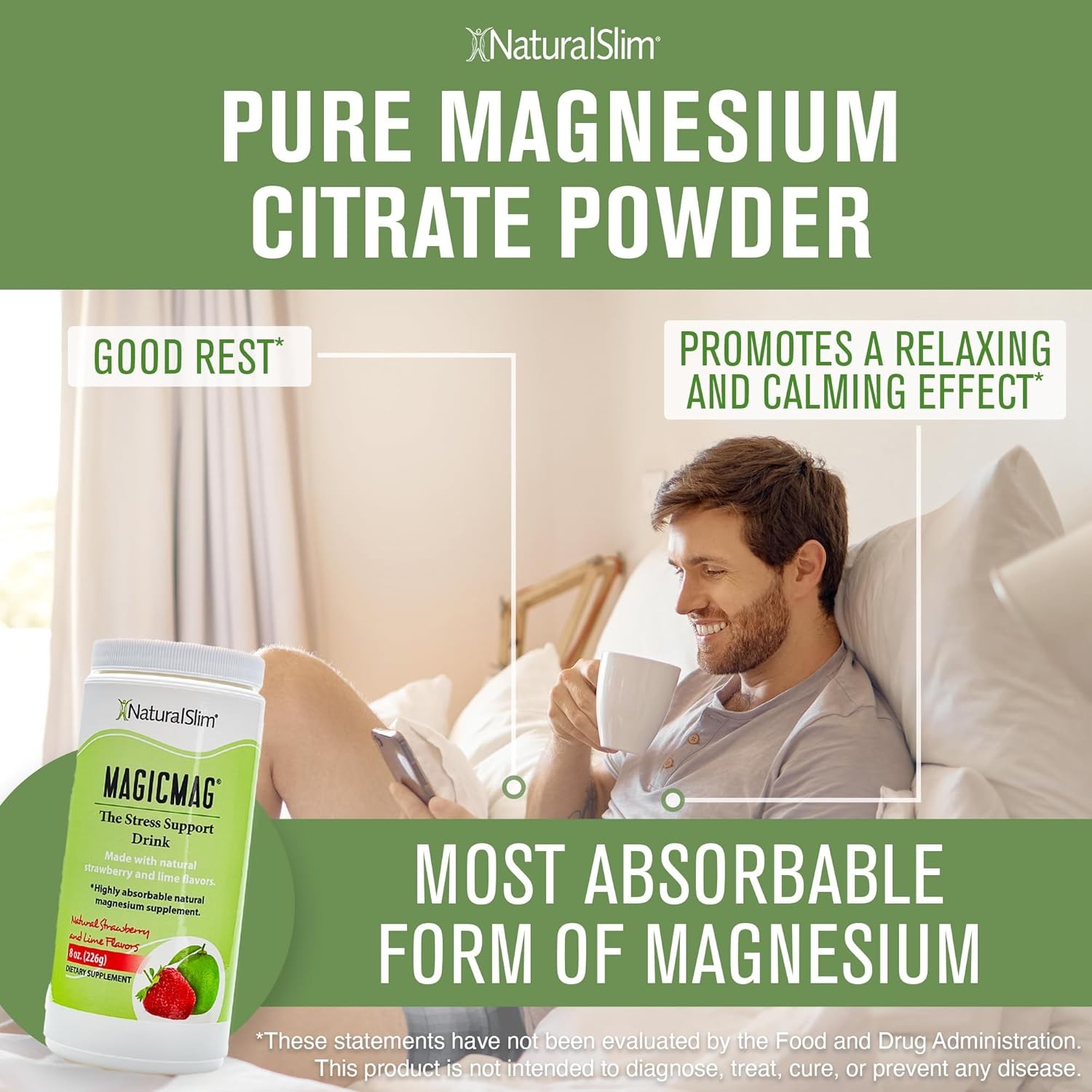 NaturalSlim Magicmag Pure Magnesium Citrate Powder – 8 Ounce (Pack of 1)