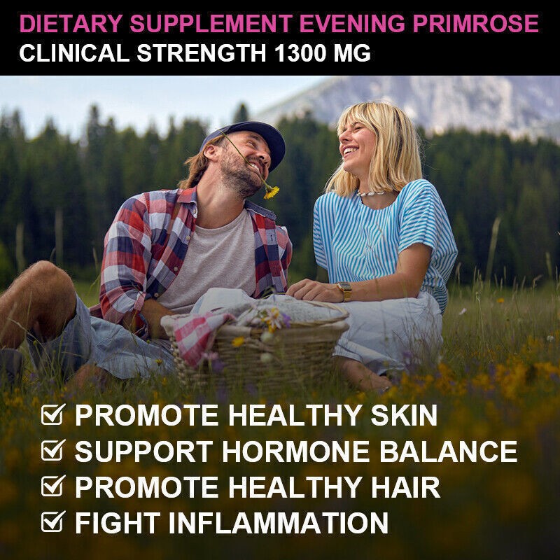 Evening Primrose Oil Capsules 1300MG &GLA -Anti-Aging,Whitening1-600Capsules