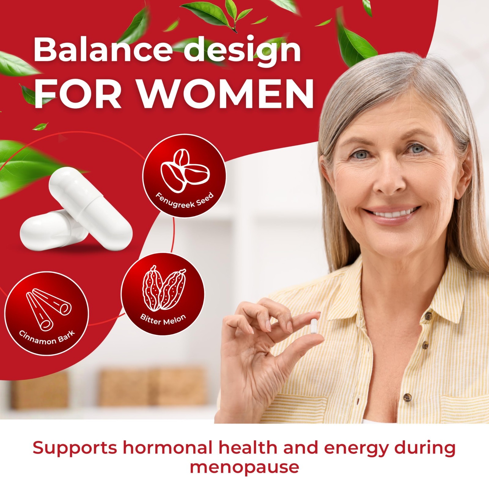Blood Sugar Support Supplement – Natural Glucose Control, Energy Boost, 60 Capsu