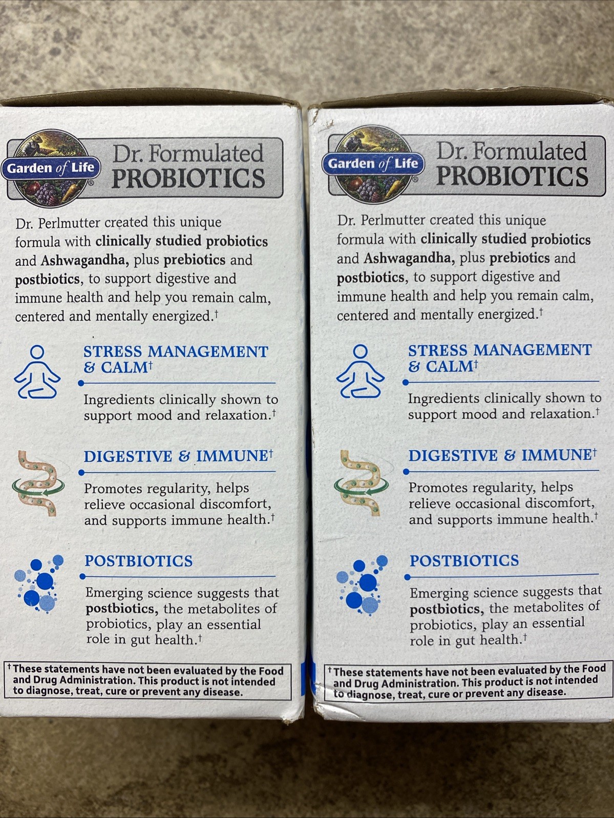 2 Garden of Life ~ 40 Billion CFU Digestive & Stress Daily Care 60 TOTAL!