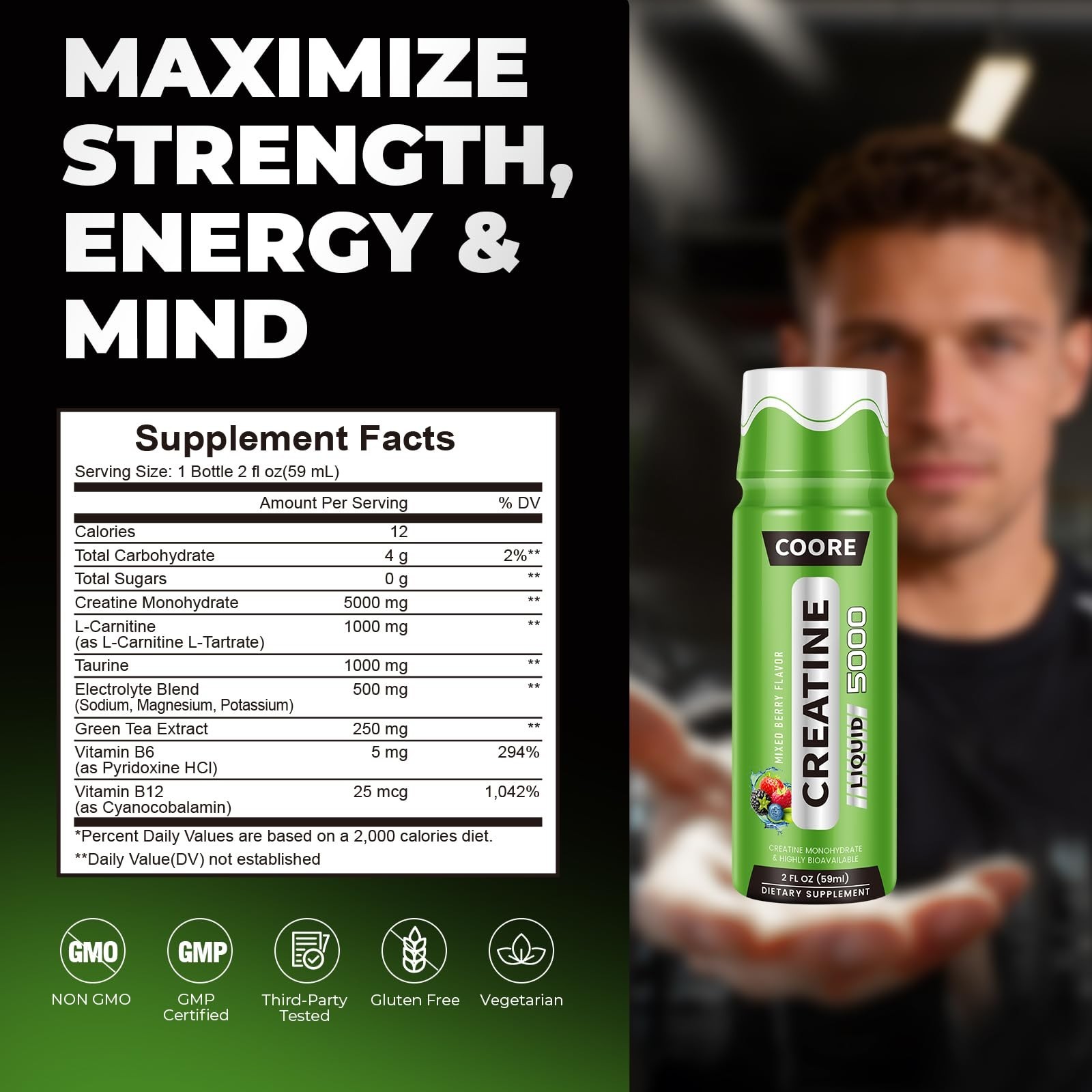 Liposomal Creatine Monohydrate Liquid Shots – Muscle Builder, Pre-Workout, Mixed