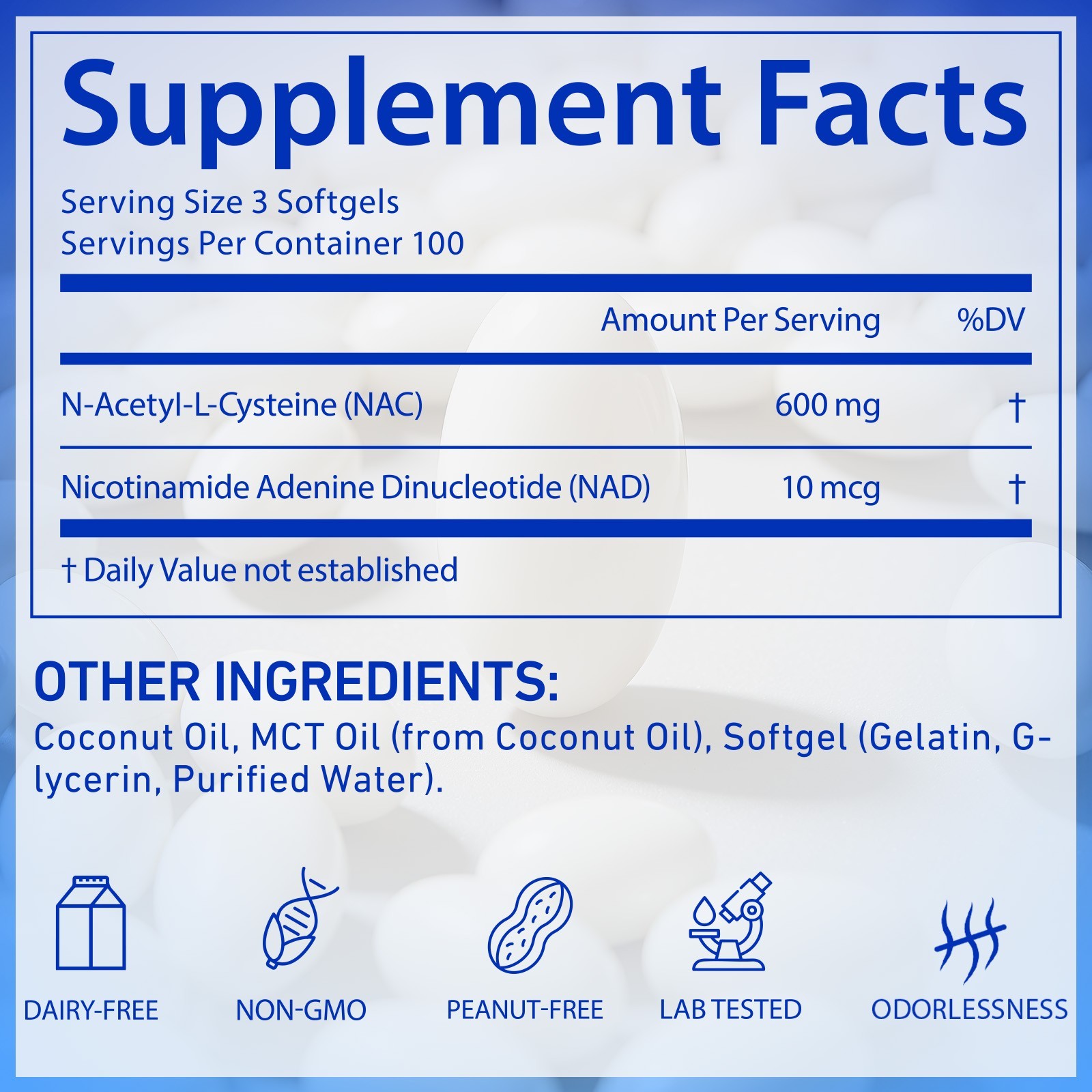NAC 600mg with NAD+ Daily Complex, N-Acetyl Cysteine Supplement Capsules, Antiox