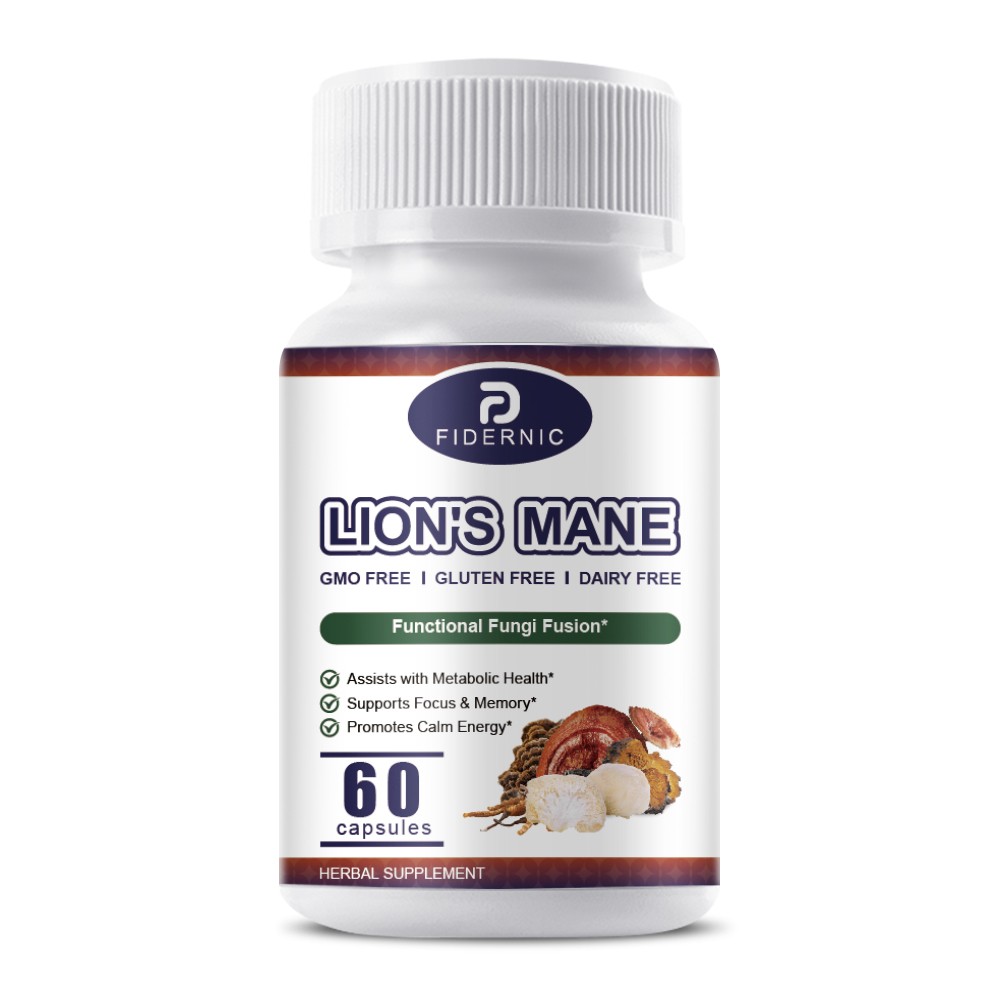 60 PCS Lions Mane Mushroom Supplement -Immune Support ，MEMORY, FOCUS, STRESS AID