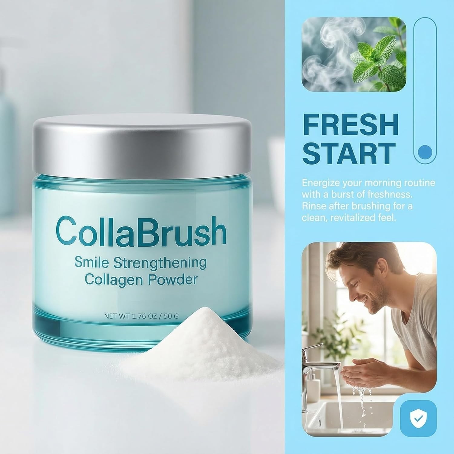 Collagum Collagen Tooth Powder Hydroxyapatite Gum Care Strengthen – 2PCS (50g)