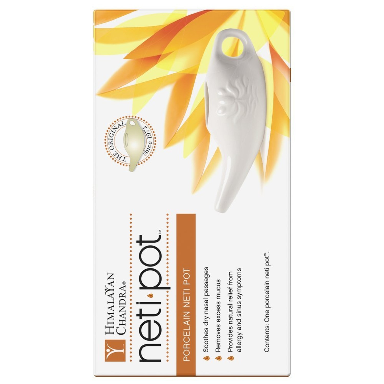Himalayan Chandra Porcelain Neti Pot White/Yellow 8 Ounce (Pack of 1)