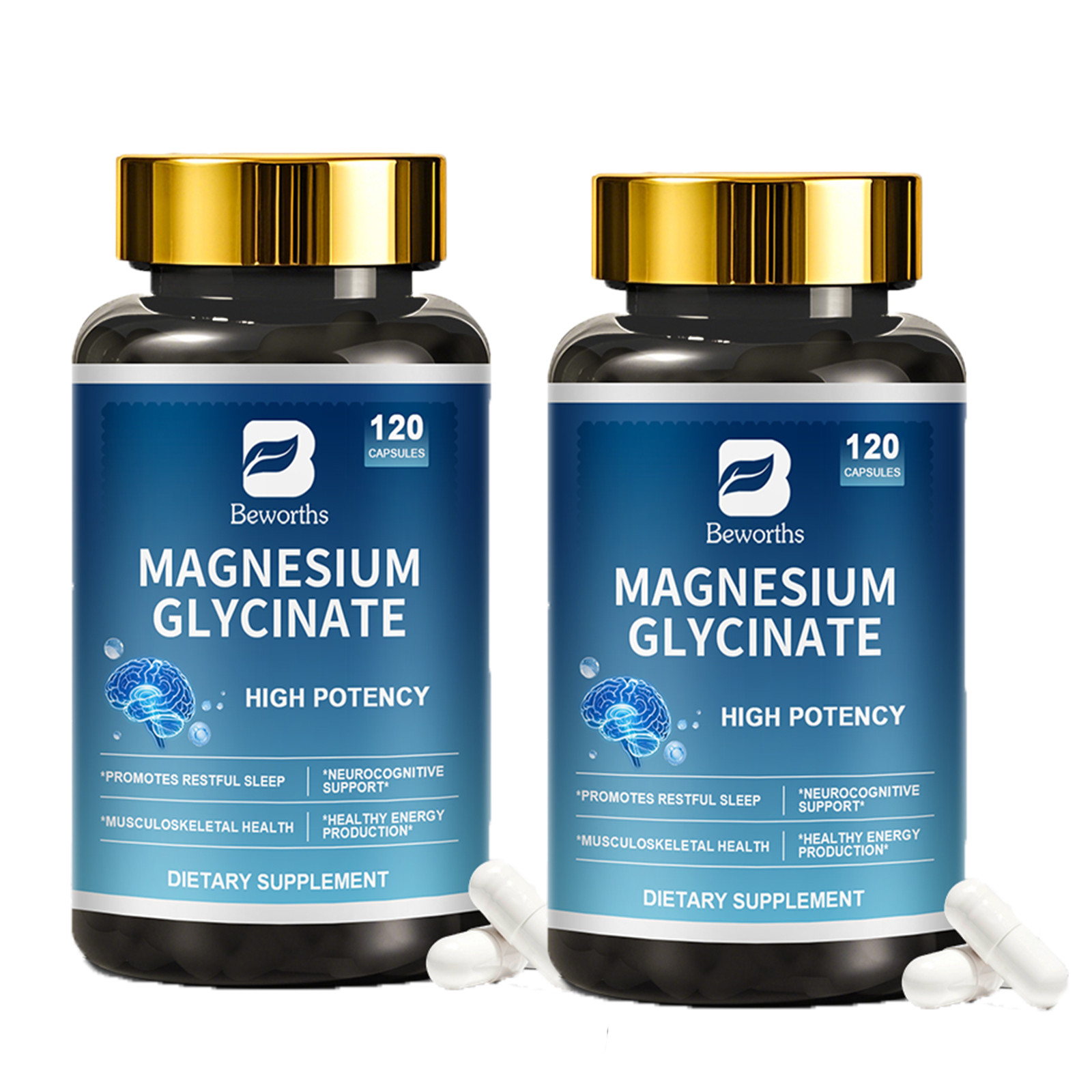 Triple Magnesium Complex Capsules-Magnesium Glycinate, Supplement 120 per bottle