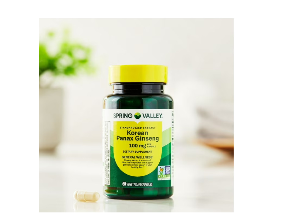 3 PACK Spring Valley Korean Panax Ginseng Capsules, 100 mg, 60 Count Vegetarian