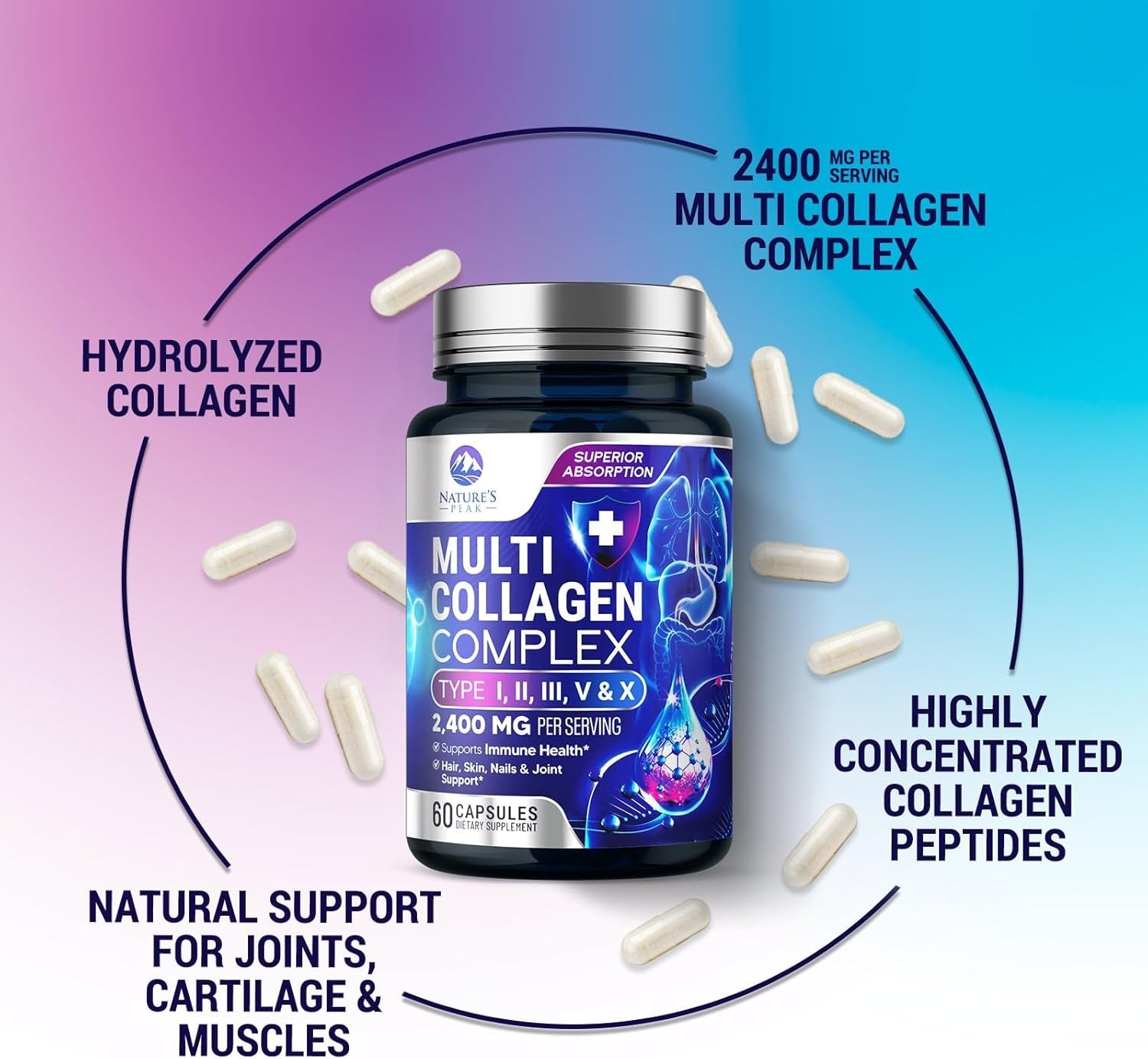 Pastillas De Colageno Hidrolizado Capsulas Mejores Colágeno Con Multi Vitamina C