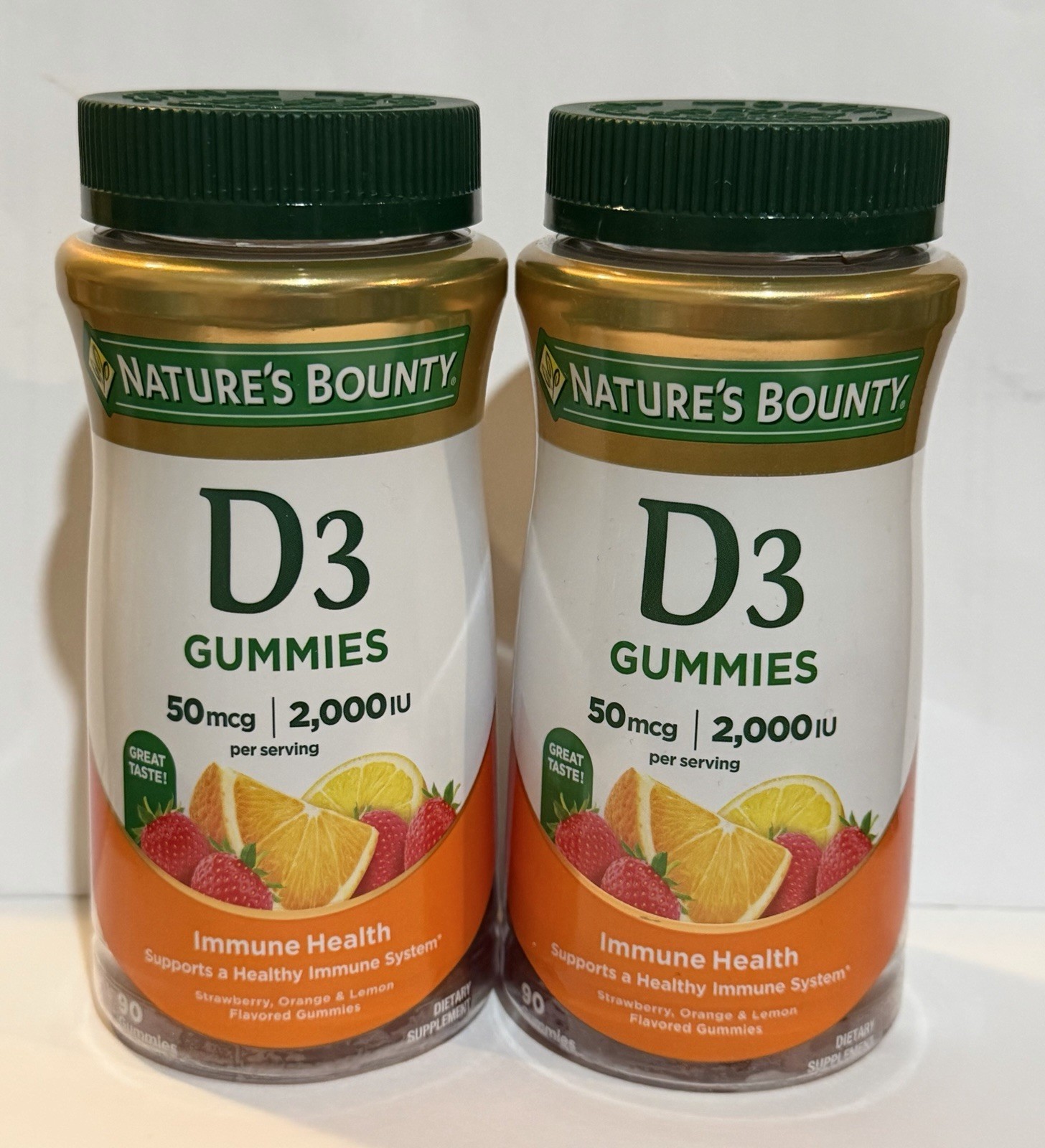 2PK Nature’s Bounty Vitamin D3 Gummies 50MCG 2000IU 90 Count Exp 06/2027