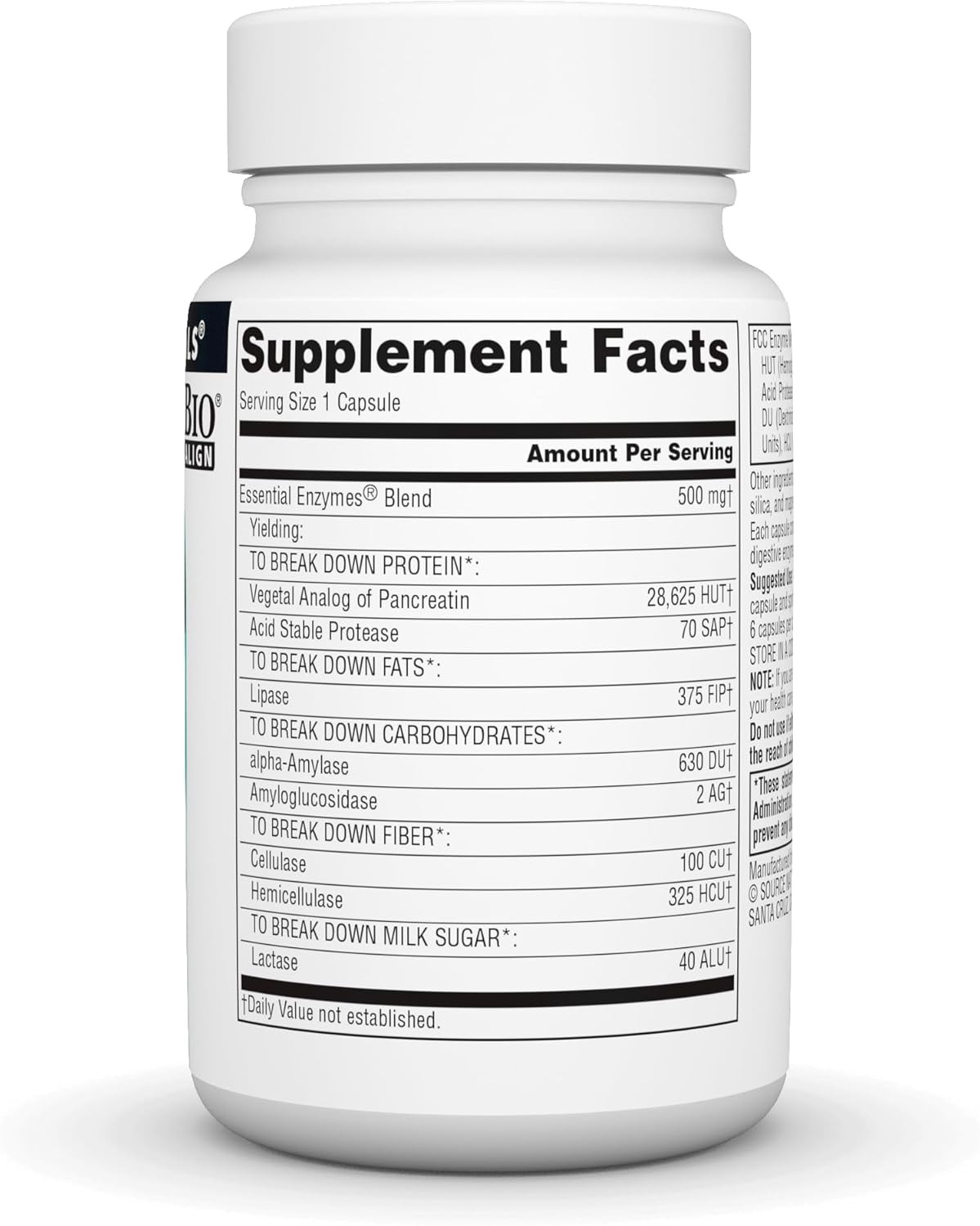 Essential Enzymes 500Mg Bio-Aligned Multiple Enzyme Supplement Herbal Defense fo