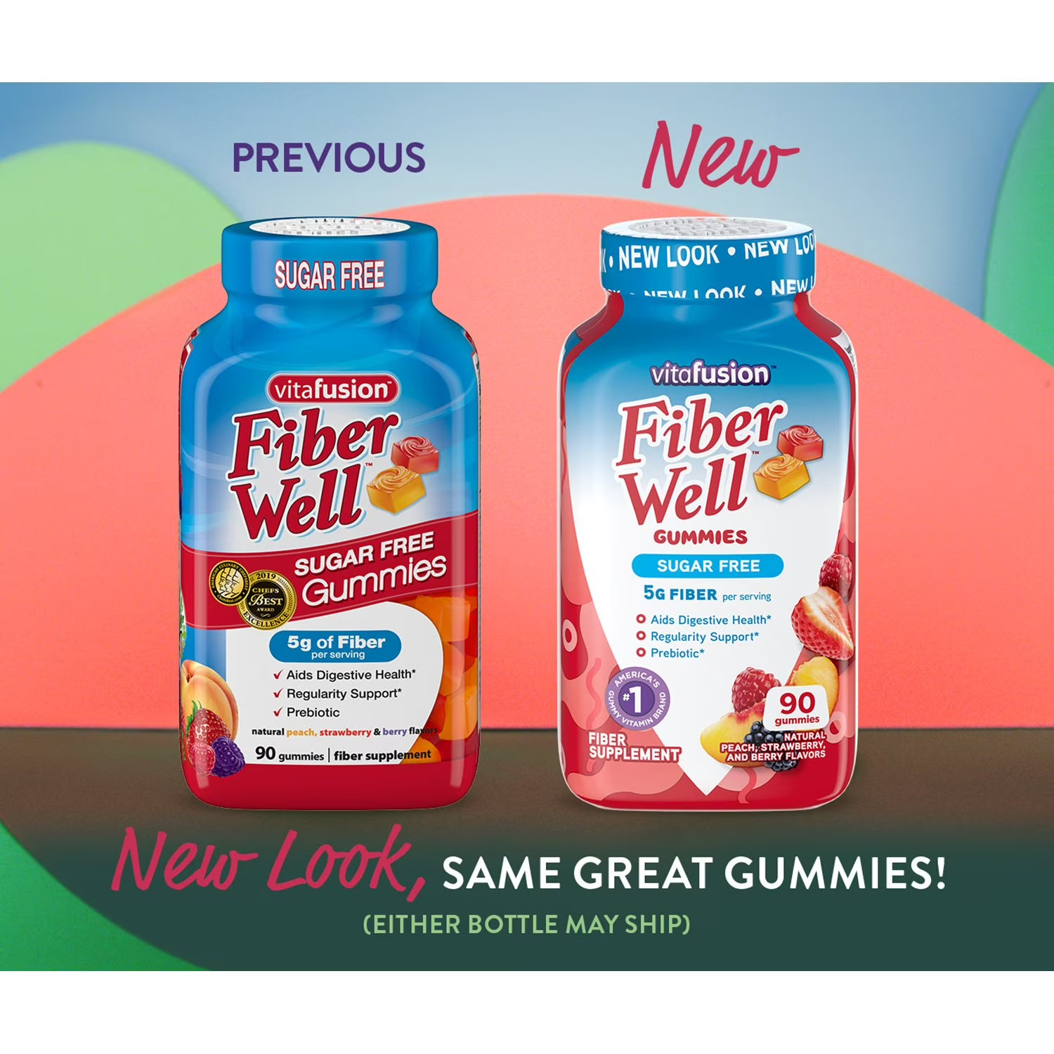 2 PACKS-Vitafusion Fiber Well Sugar Free Gummy Vitamin Supplement, 220 ct.