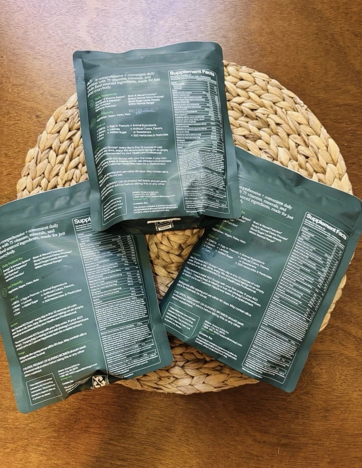 Genuine 3x Bags AG1 Athletic Greens PowderPouch 12.7oz 360g 30 Day Supply 1/27