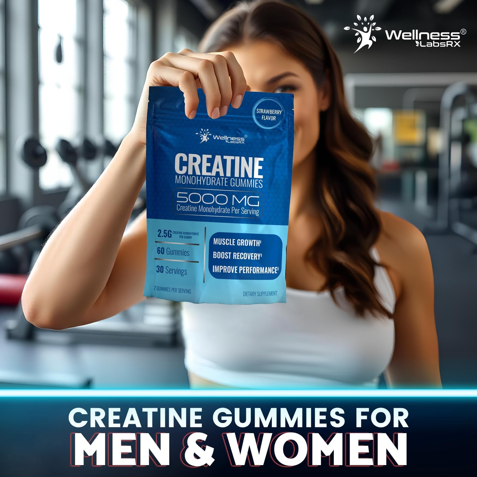 Creatine Gummies for Women & Men, Creatine Monohydrate Gummies, Strawberry | …