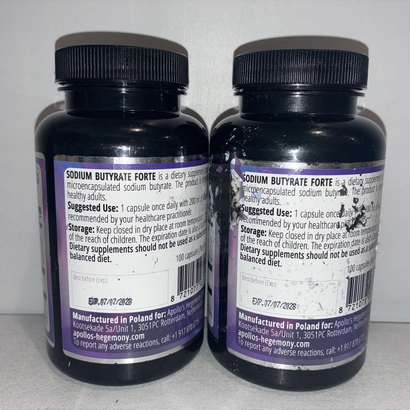 Lot Of 2- Sodium Butyrate Forte 400mg – 100 Vegan Caps Each/ Exp 07/2028/damaged