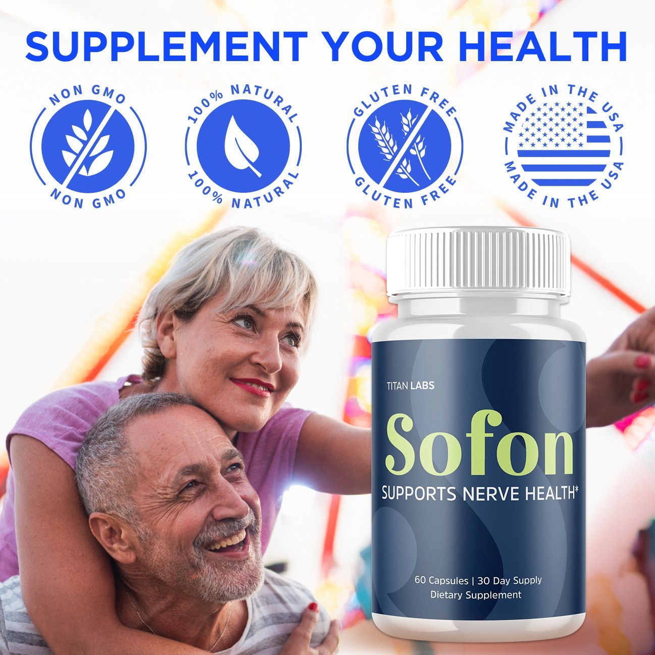 (1 Pack) Sofon Nootropic All Natural Super Nerve Support Supplement 60 Capsules