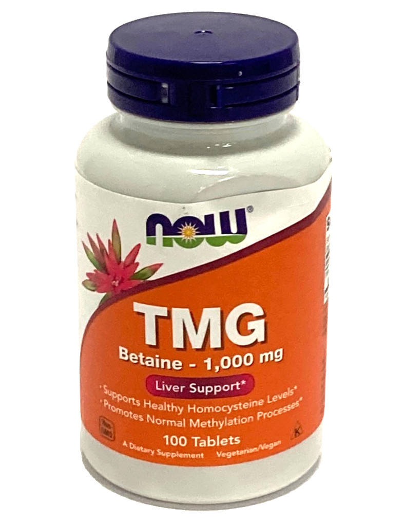 Now TMG Betaine 1,000 mg Tablets for Liver Support 100 Tablets, Best By 10/2026