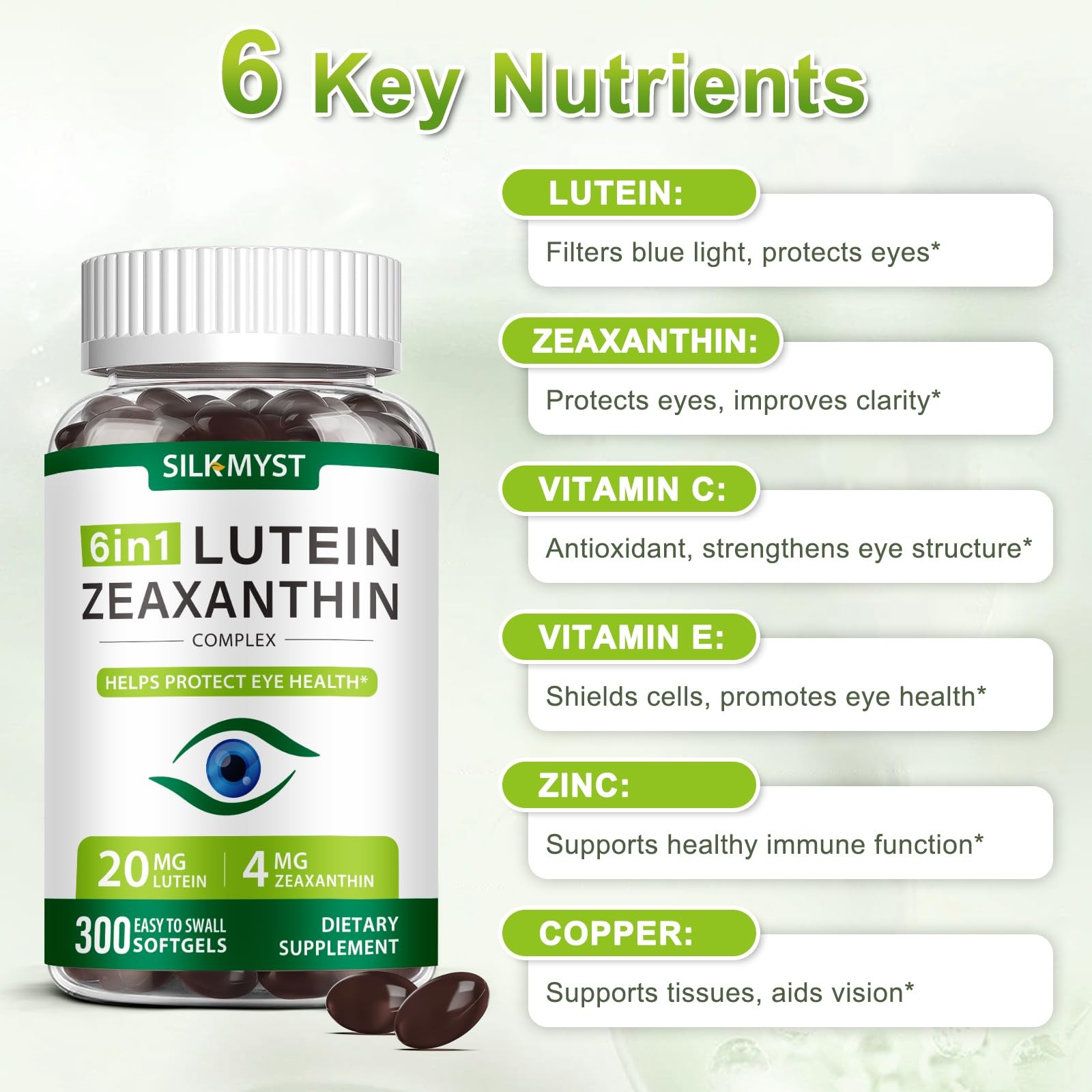 Lutein and Zeaxanthin Supplement - Eye 300 Count (Pack of 1)