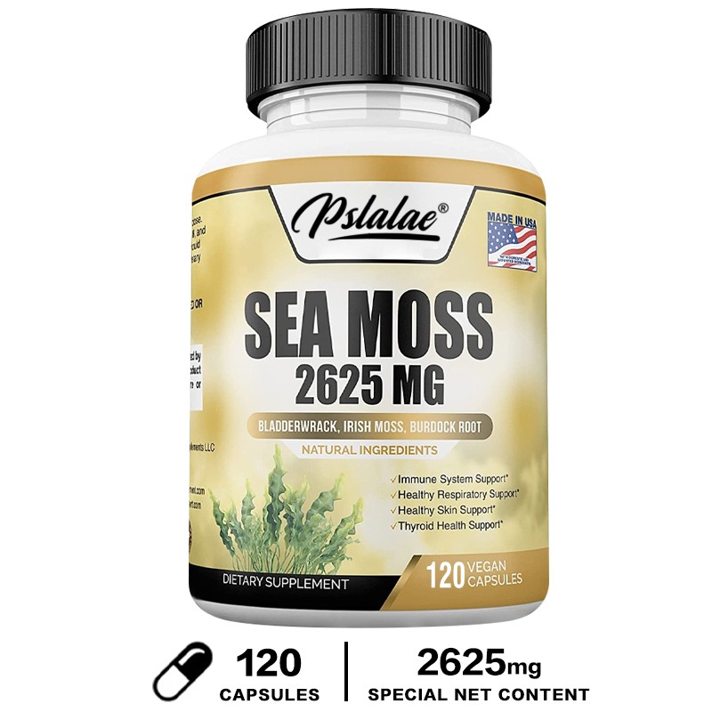 Sea Moss Capsules 2625mg – Irish Moss & Burdock Root – Thyroid & Immune Support