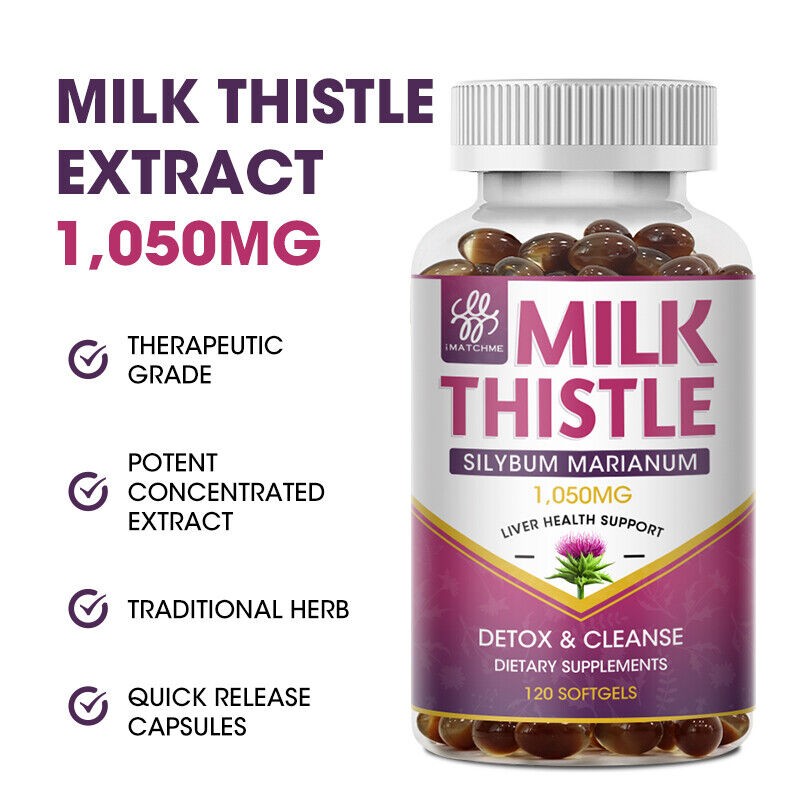 Milk Thistle (Silymarin) Extract 1050 mg liver cleanser liver detox cardio vegan