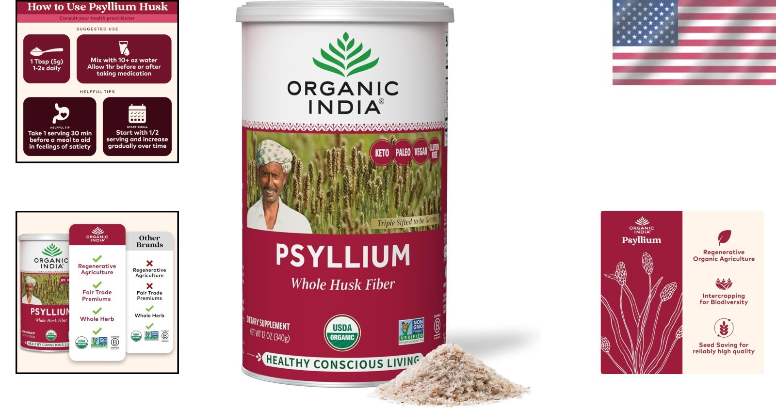12 oz Psyllium Husk Powder – , Gluten-Free Fiber for Digestive Support