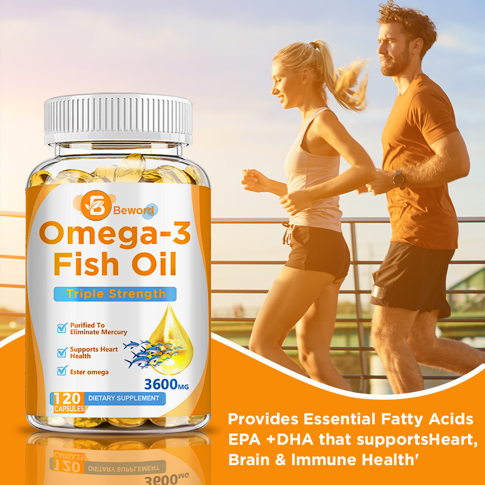 3x Strength EPA & DHA Omega 3 Fish Oil 3600mg, Highest Potency, 4 × 120 Softgels