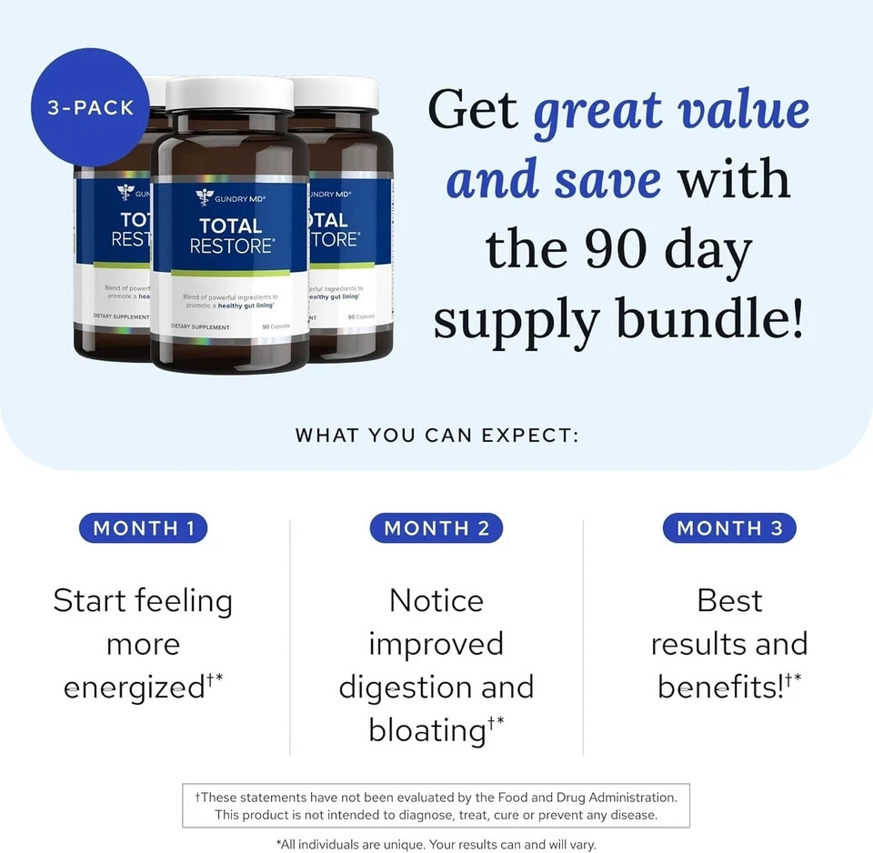 Gundry MD Total Restore® – 2-Pack Value Bundle (180 Capsules Total)