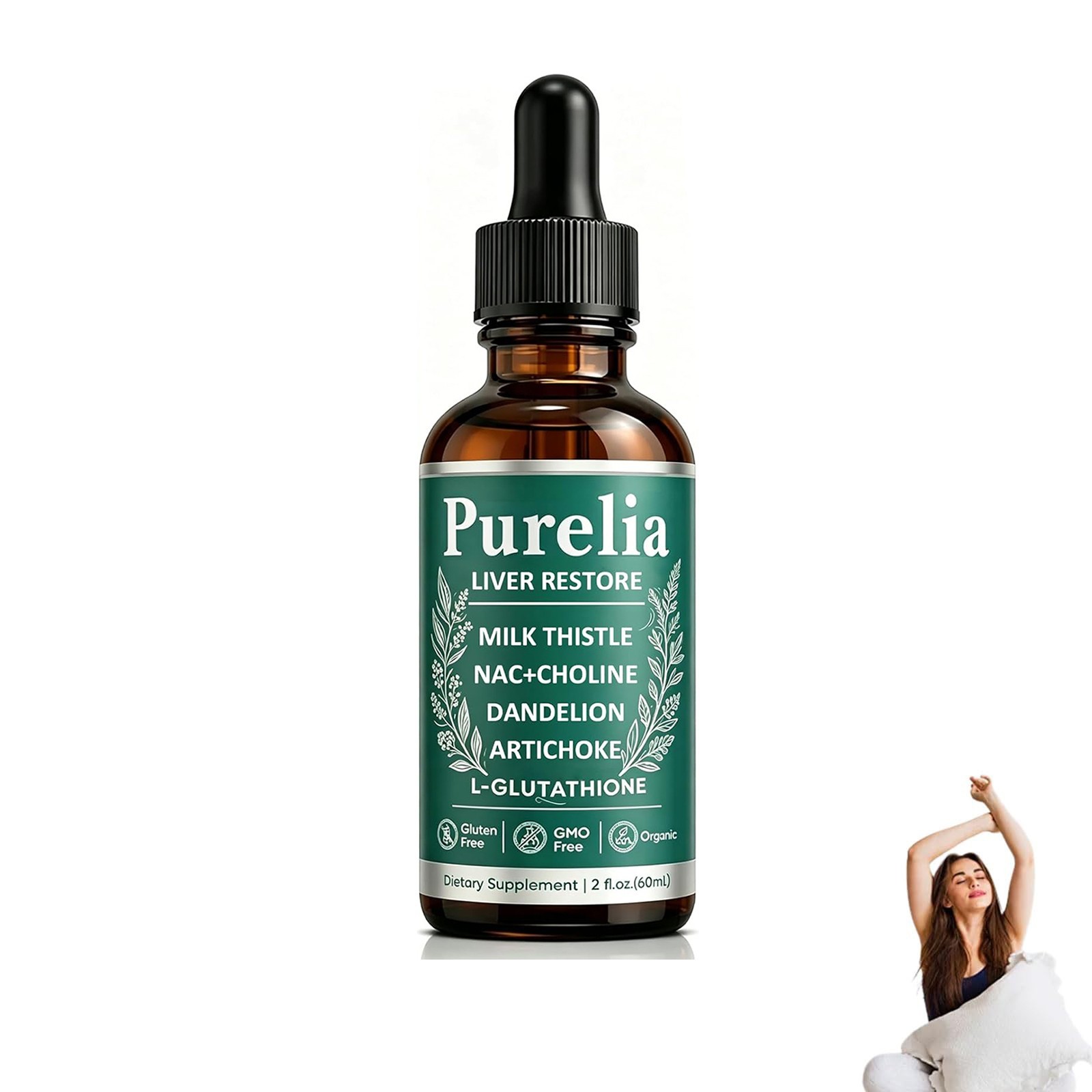 Purelia Liver Restore Complete Liver Support Drops, with Dandelion,Choline