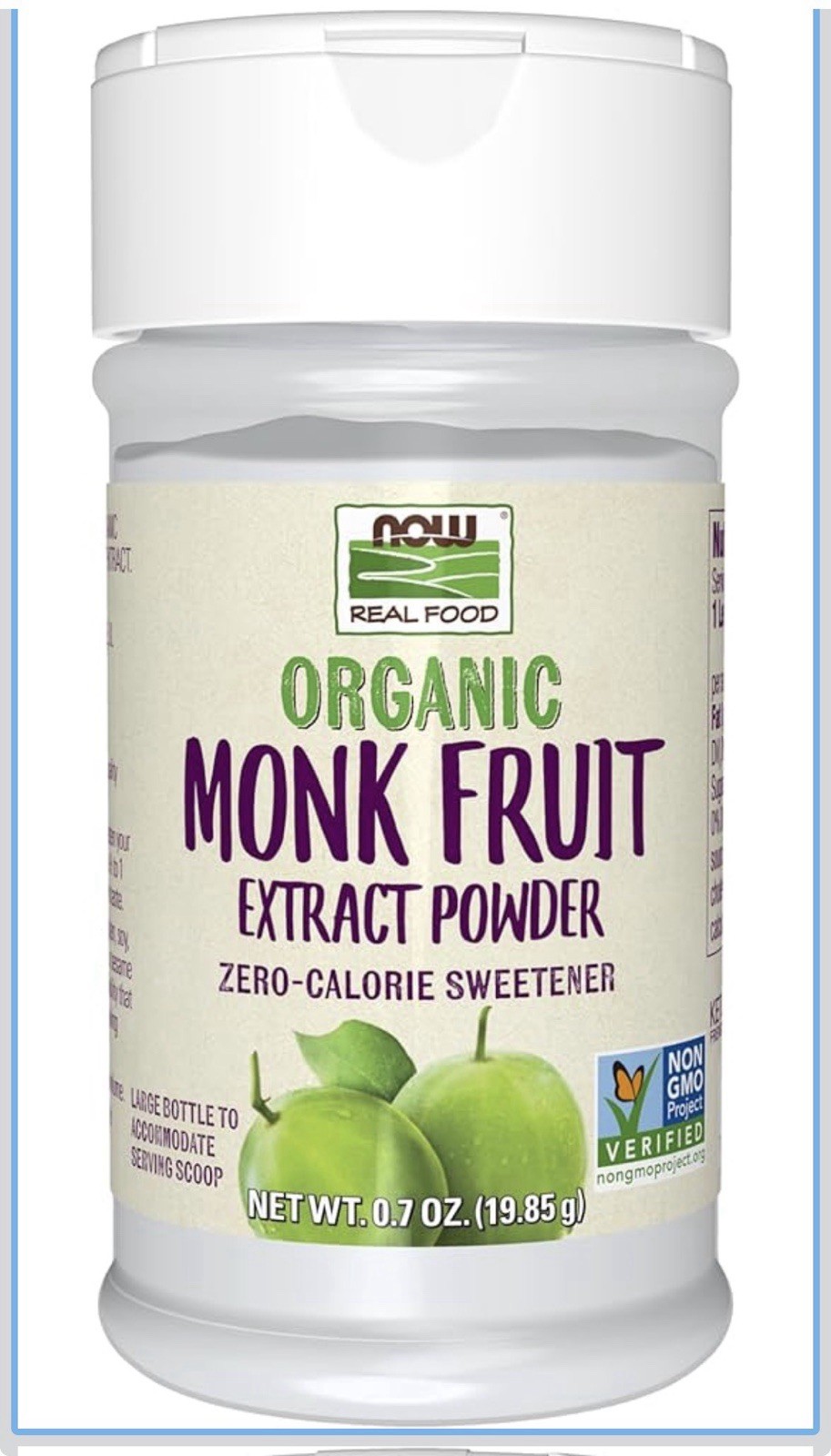 3x NOW Foods Certified Organic Monk Fruit Powder 0-Calorie Sweetener 414 Serving