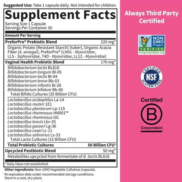Garden of Life Dr. Formulated Probiotics Women’s PH 50 Billion – 30 Capsules