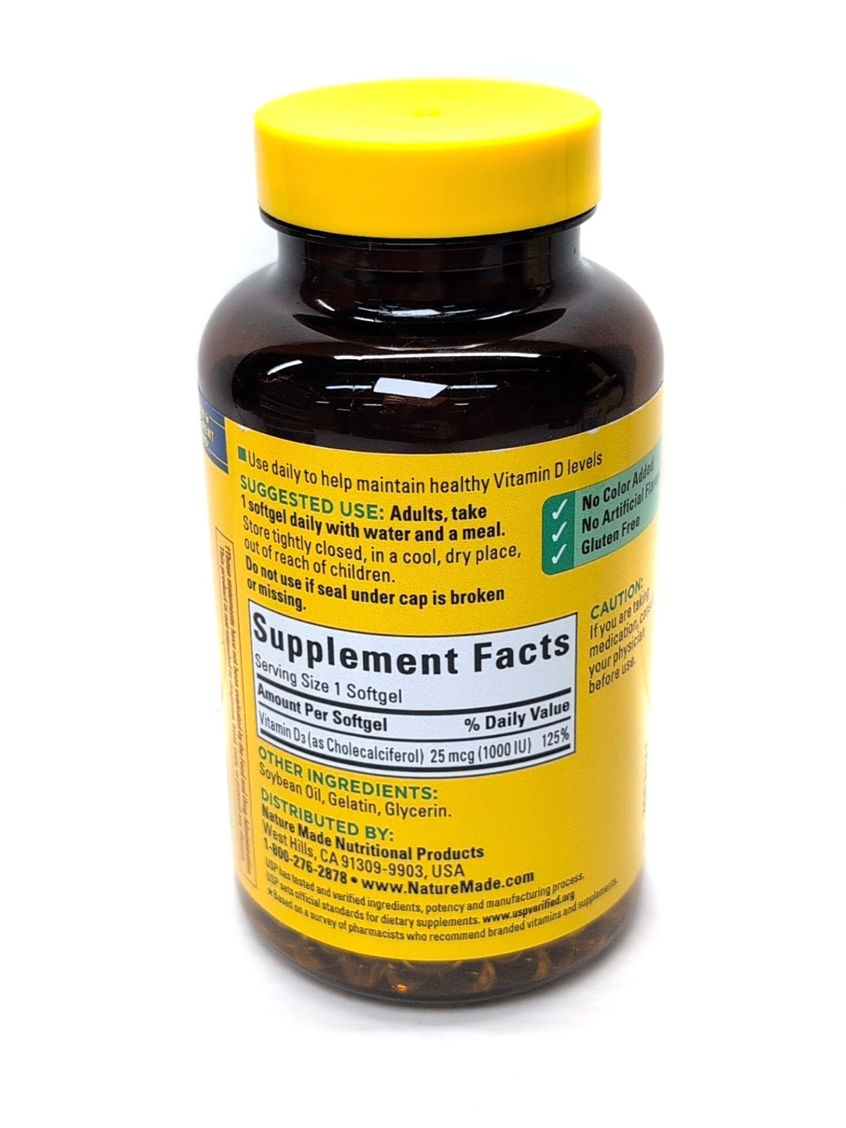 Nature Made Vitamin D3 1000 Iu Softgels 300 Ct Bone Immune Support Exp Nov 2028